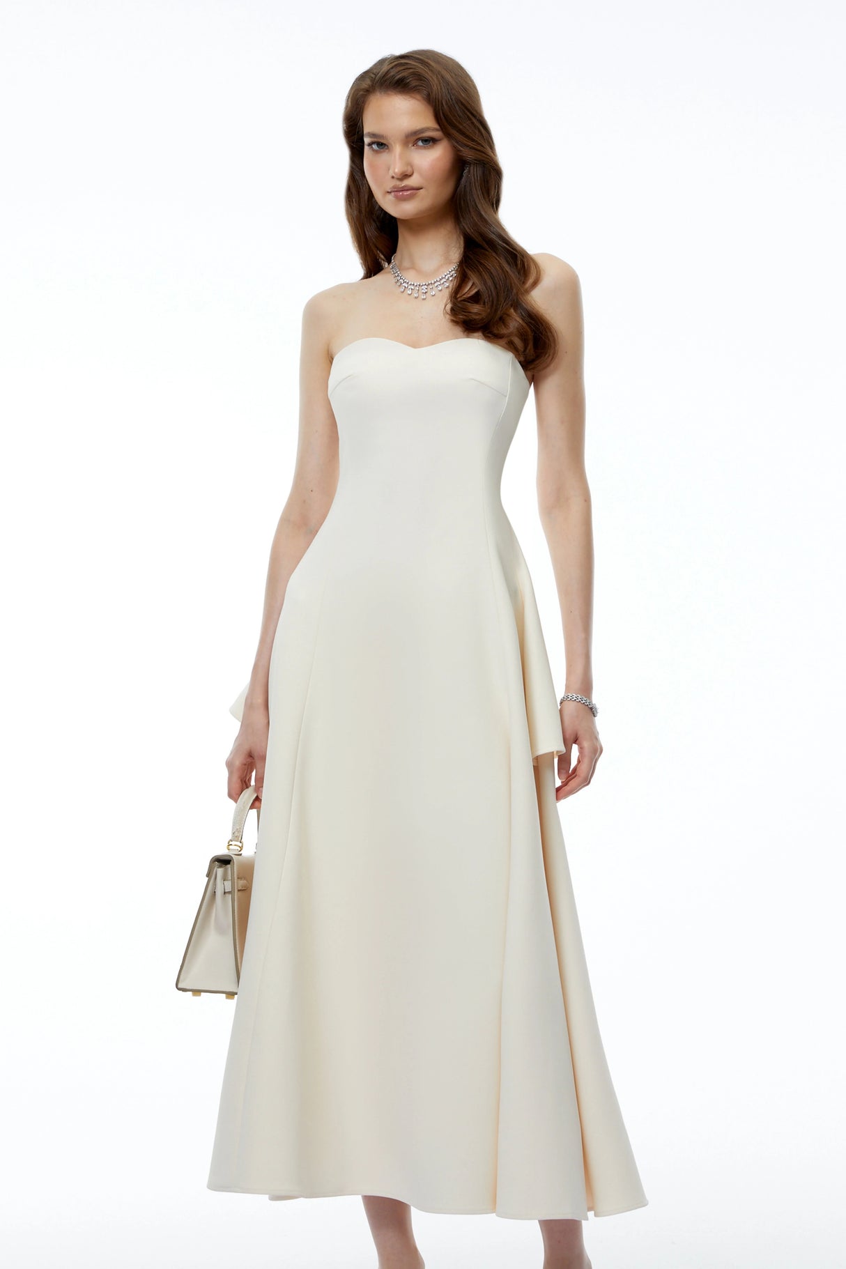 Lina White Off Shoulder Sweetheart Midi Dress