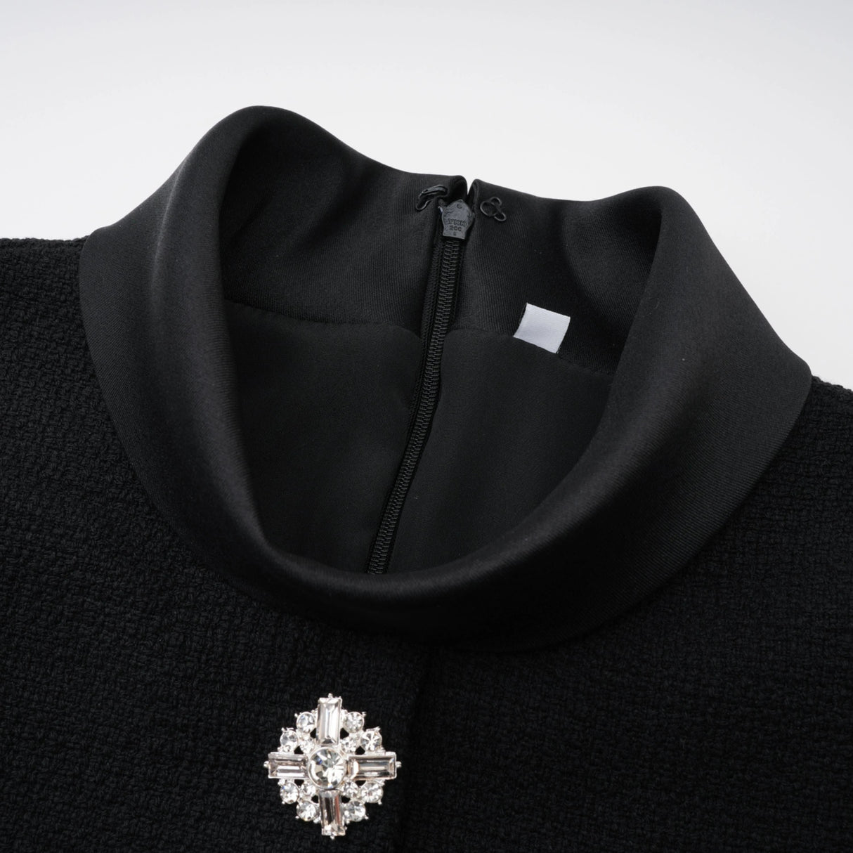 Lorelei Black High Neck Tweed Midi Dress