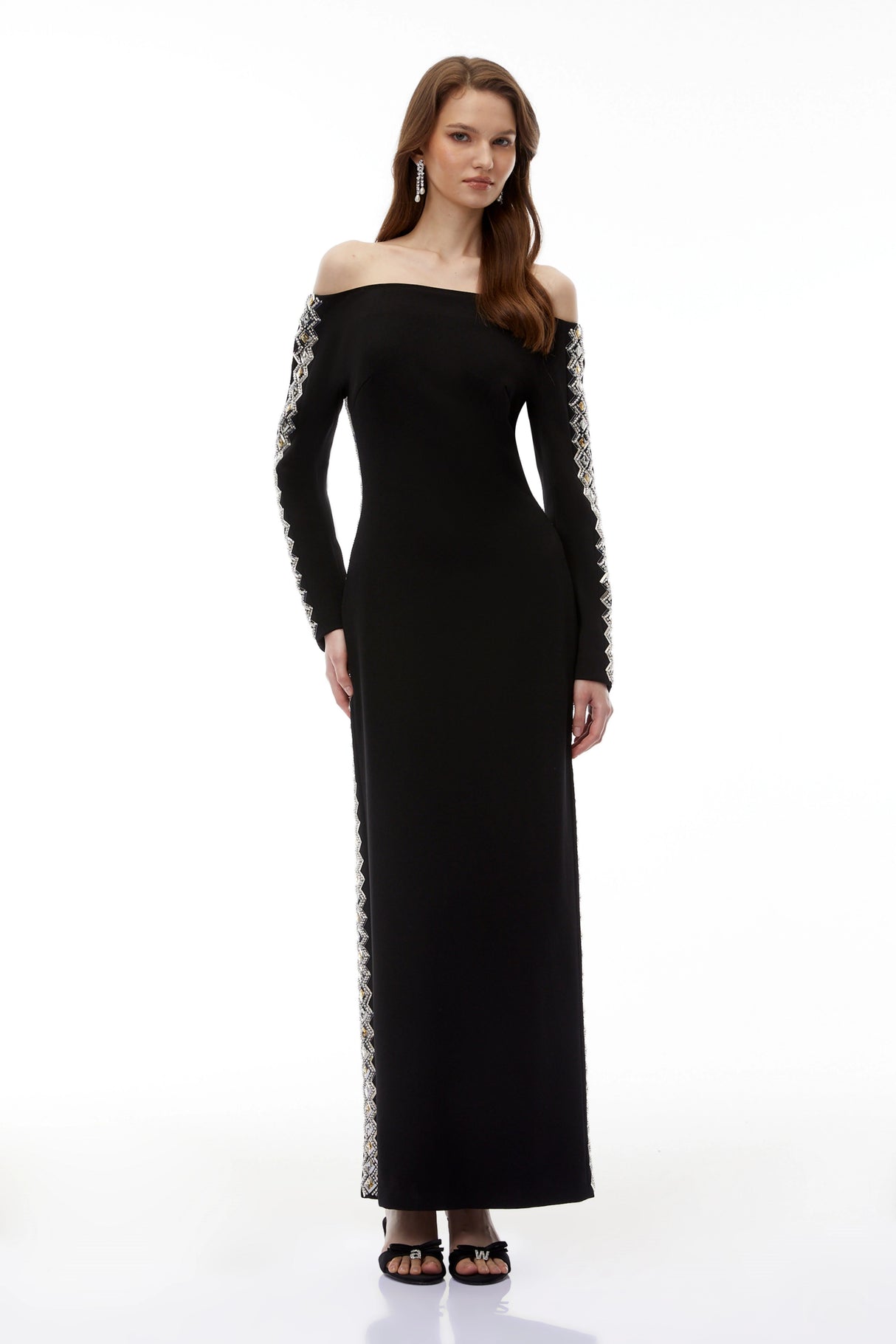 Lorelei Black Off Shoulder Embellished Maxi Dress