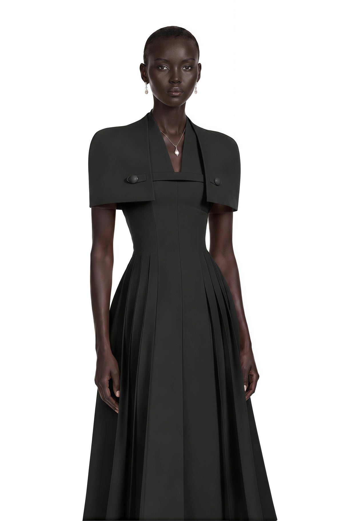 Lovisa Black Shawl Detail Shirred Midi Dress