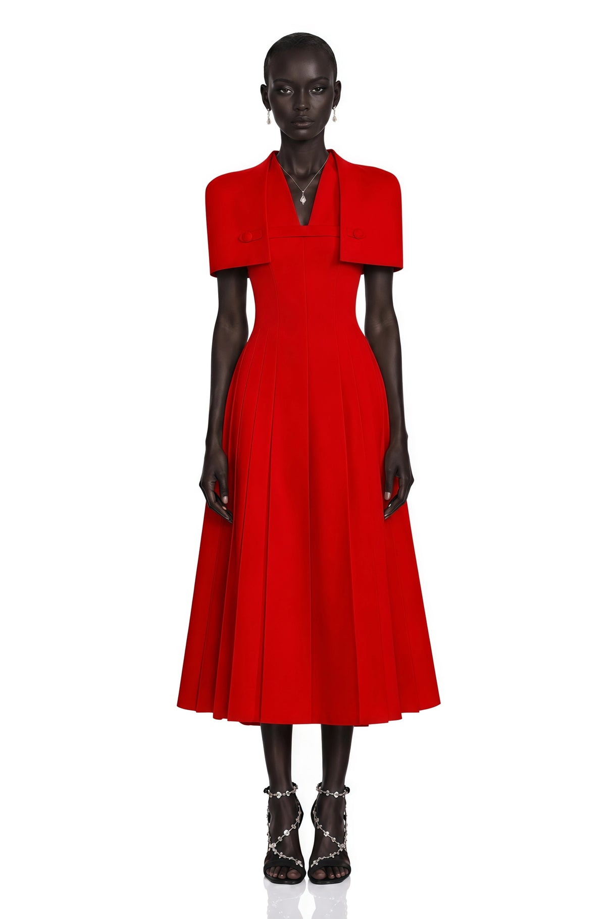 Lovisa Red Shawl Detail Shirred Midi Dress