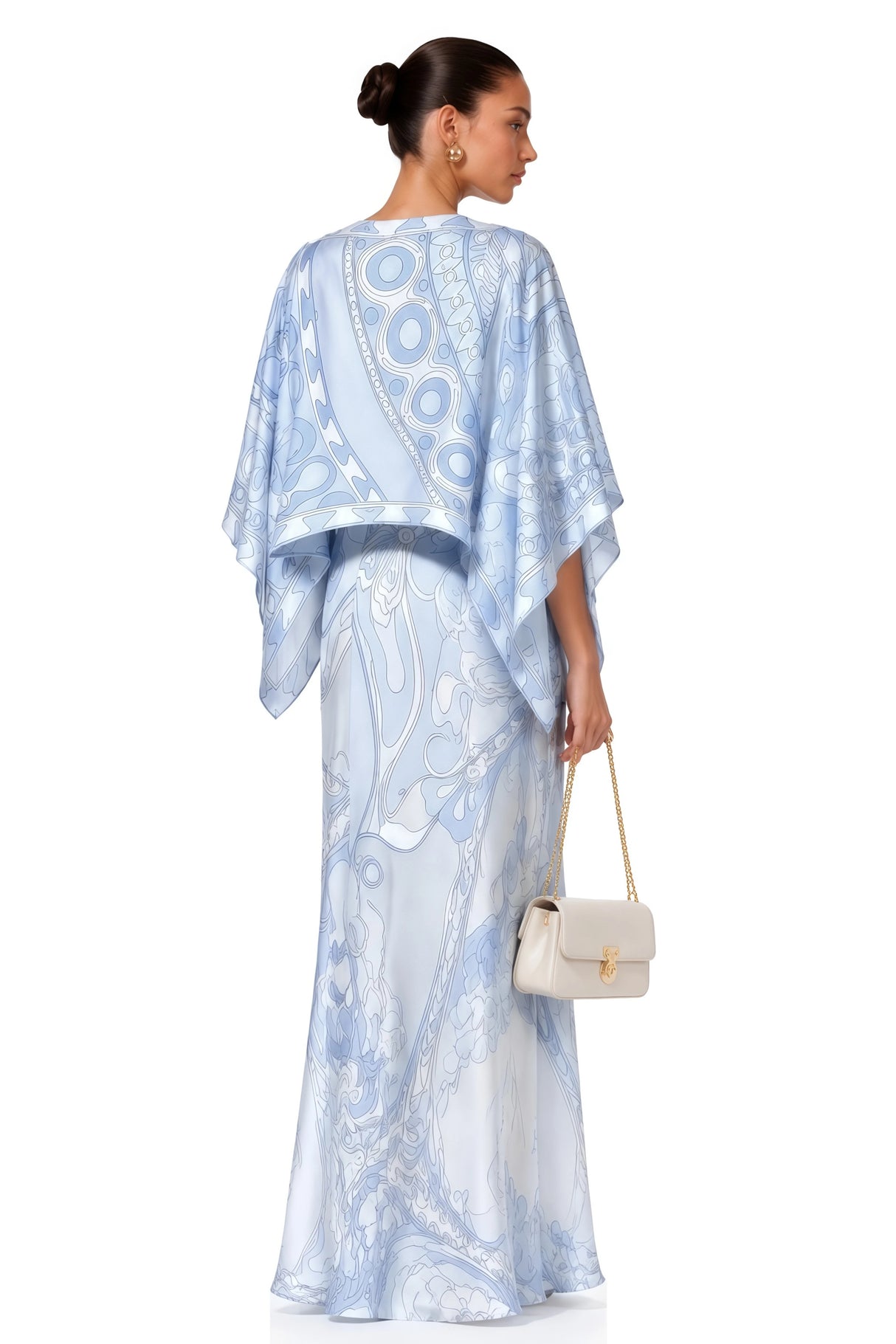 Lucasta Blue VNeck Color Block Maxi Dress Set