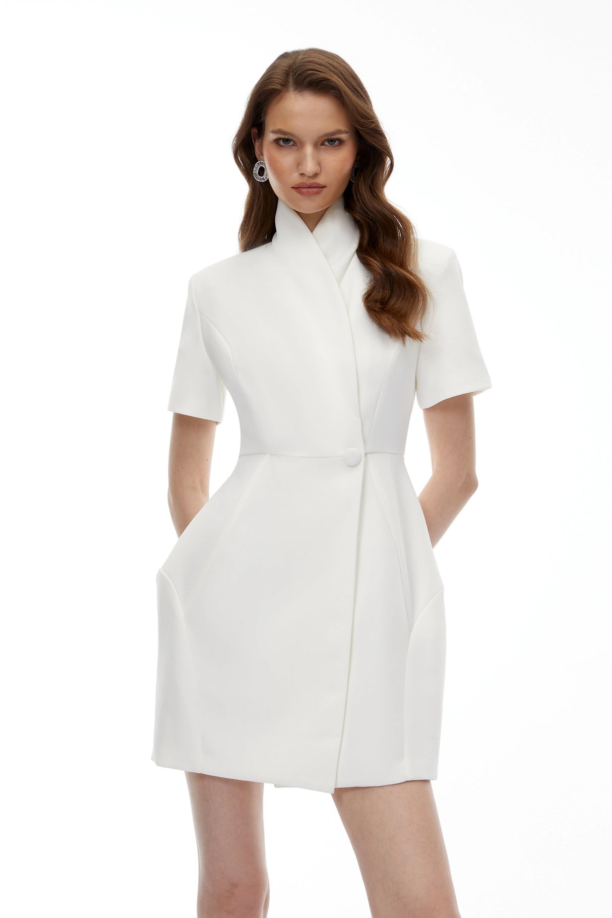 Maayan White Asymmetrical Mini Dress