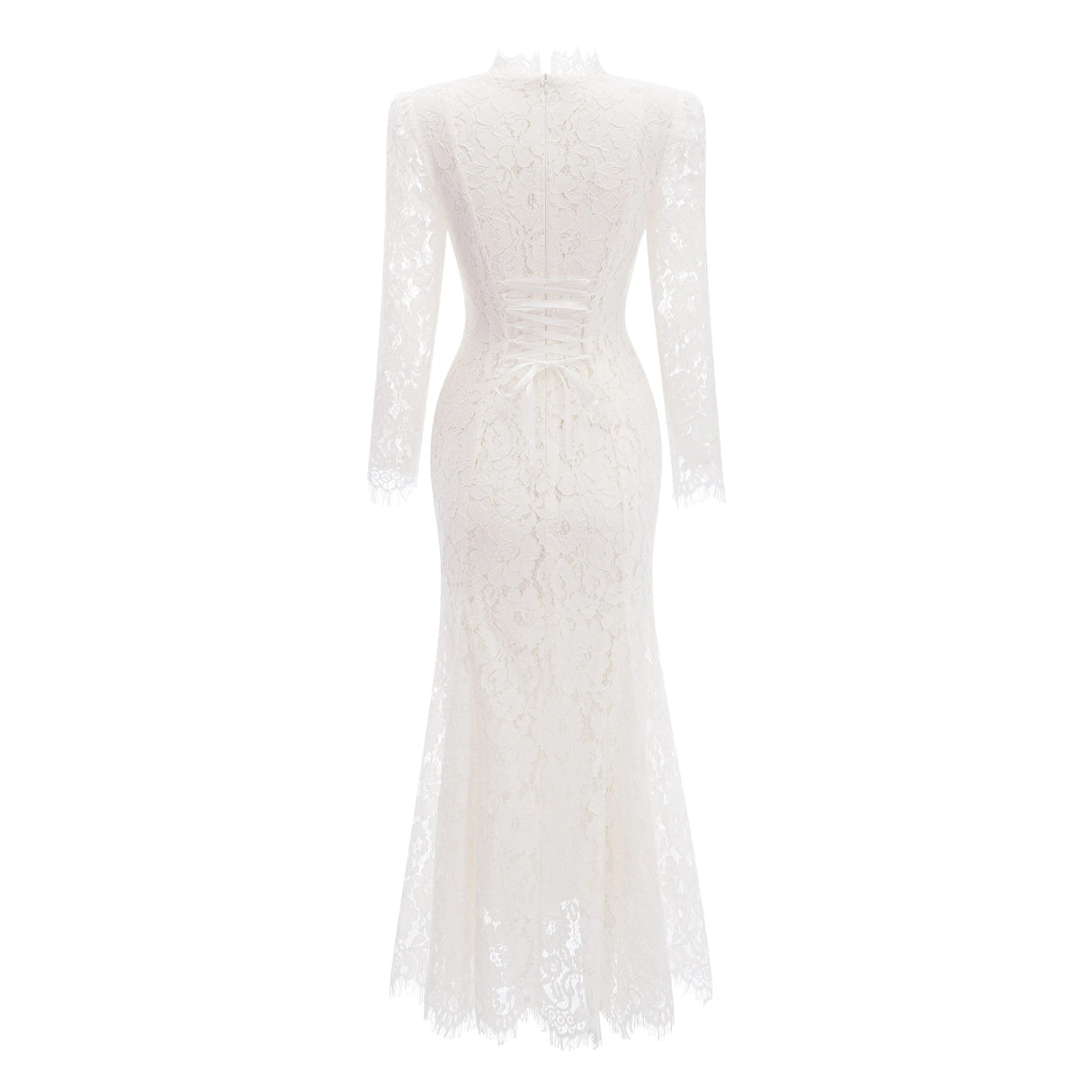 Maggie Ivory High Neck Floral Lace Maxi Dress