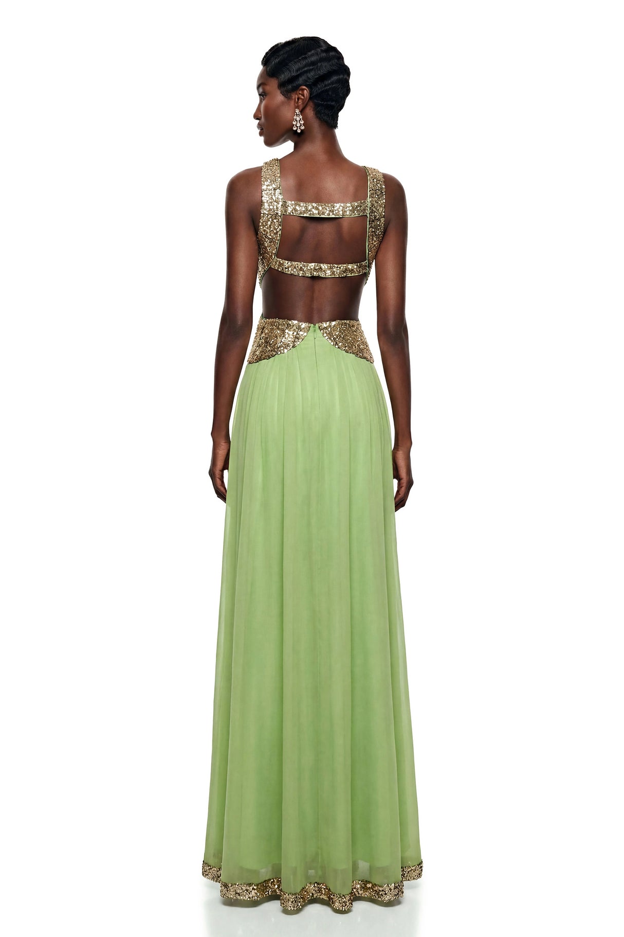 Magnolia Green Halterneck Sequin Maxi Dress