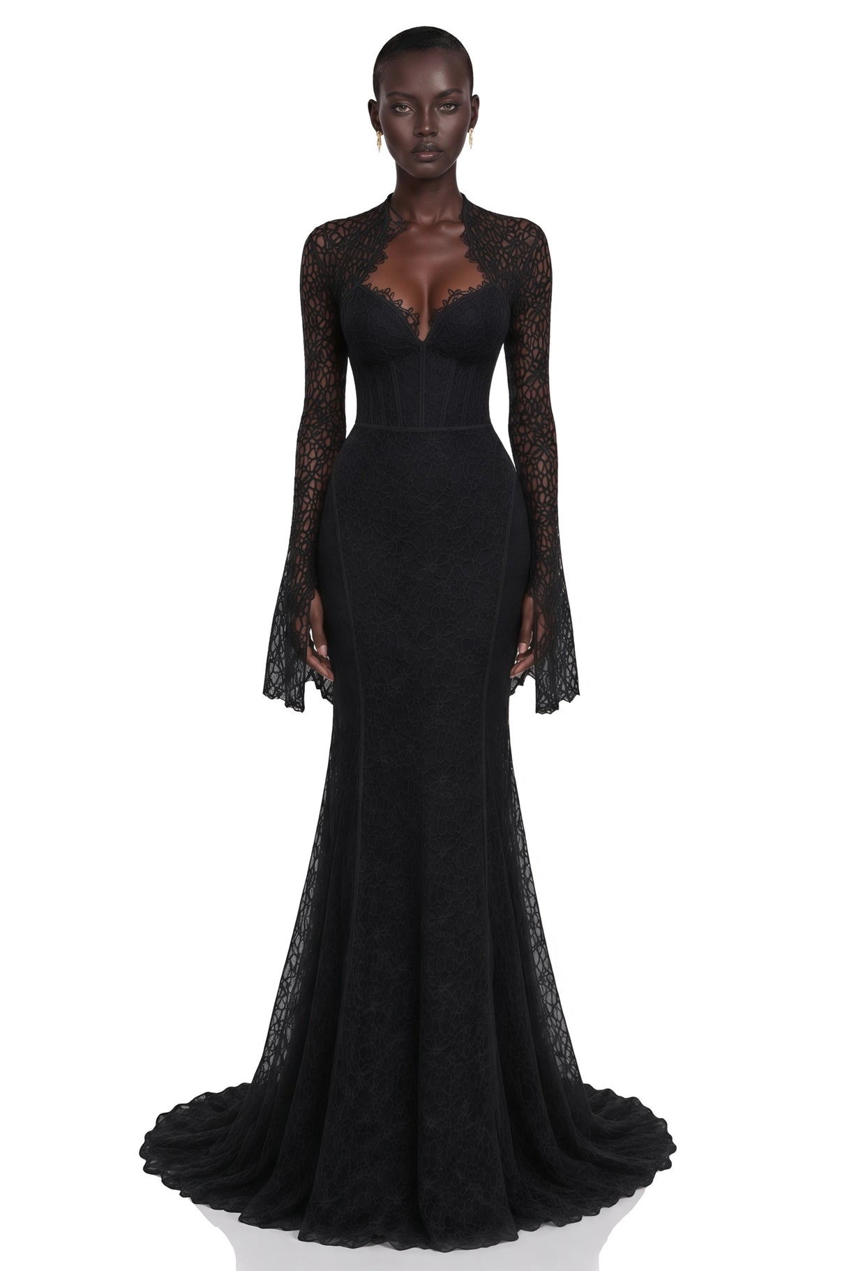 Malgorzata Black CutOut Maxi Dress with Train