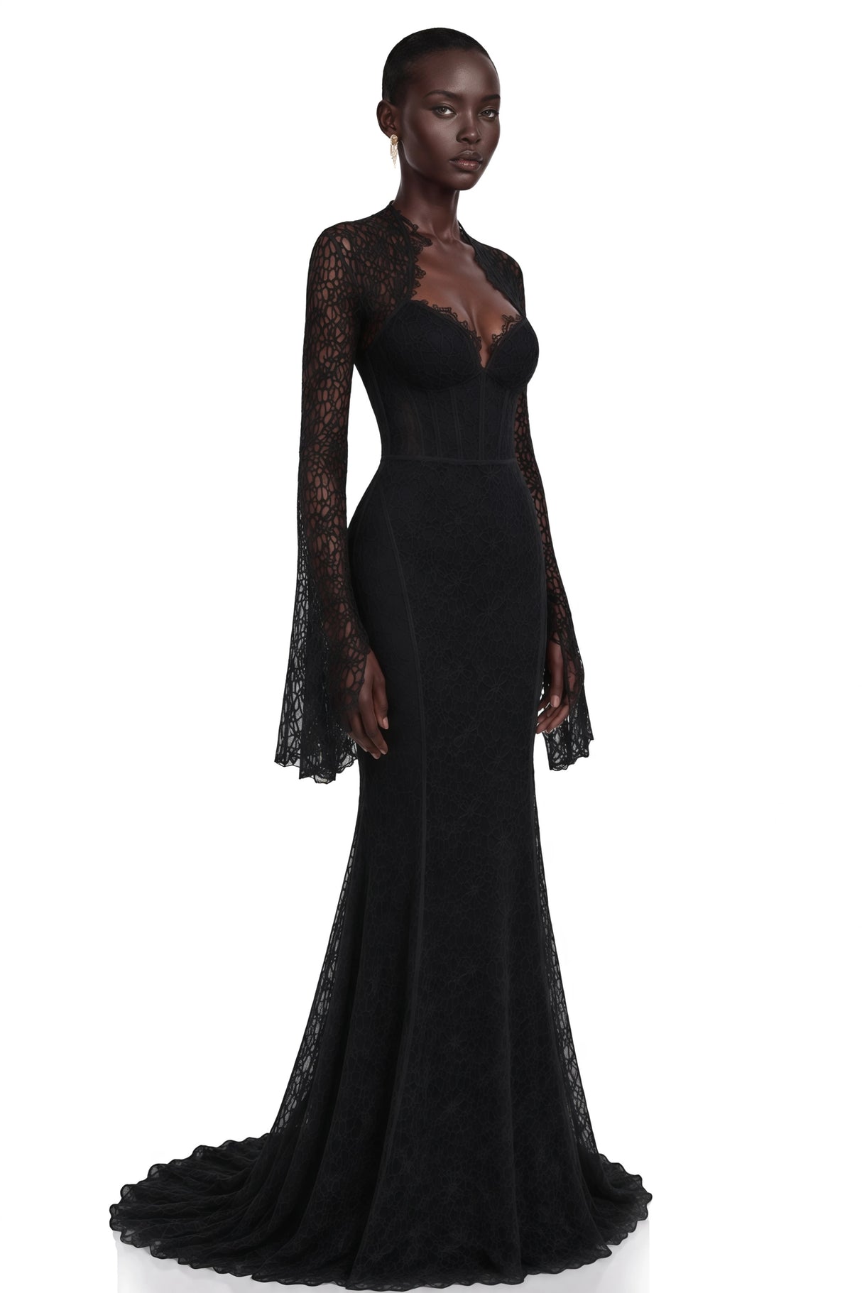 Malgorzata Black CutOut Maxi Dress with Train
