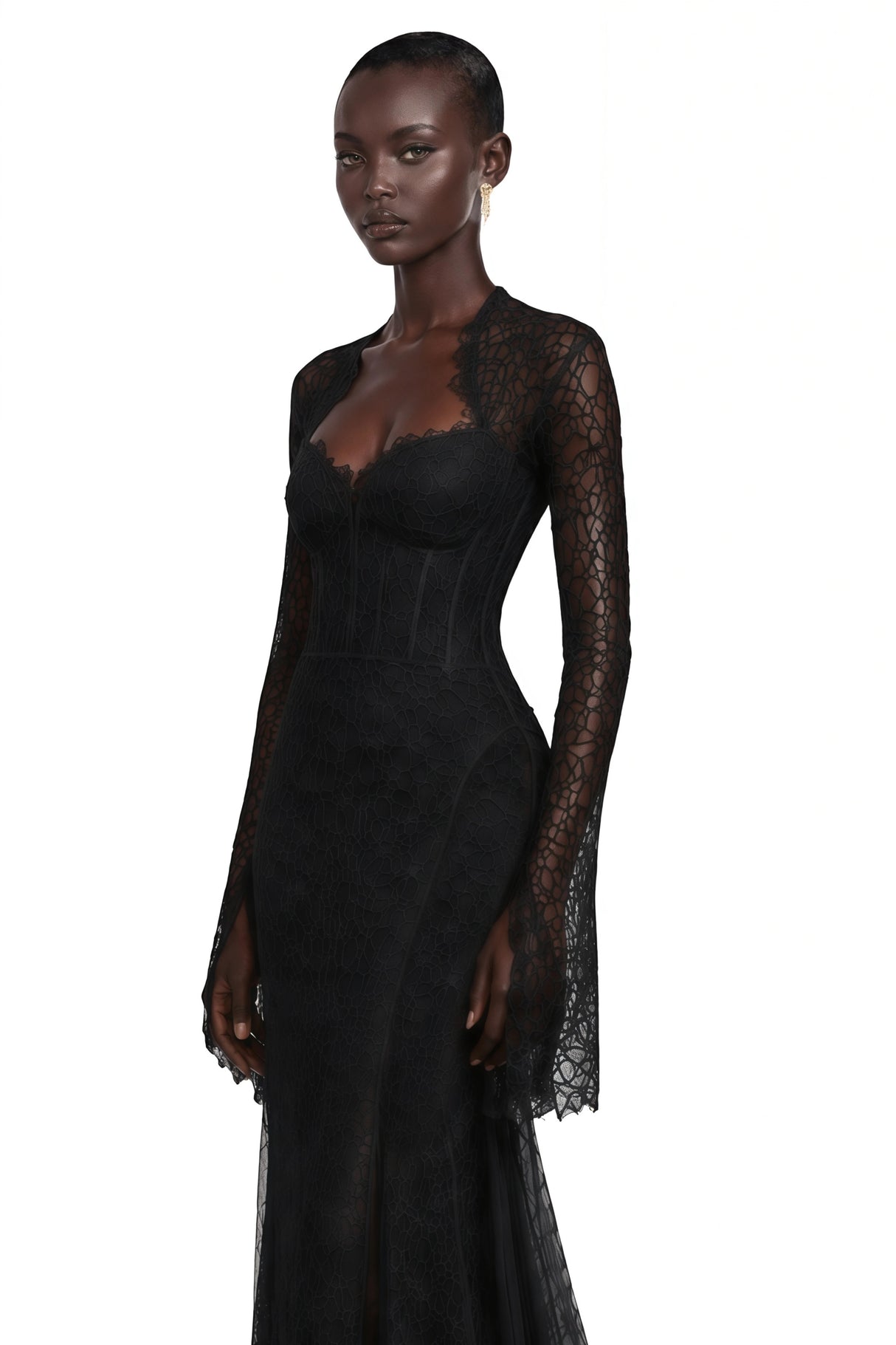 Malgorzata Black CutOut Maxi Dress with Train