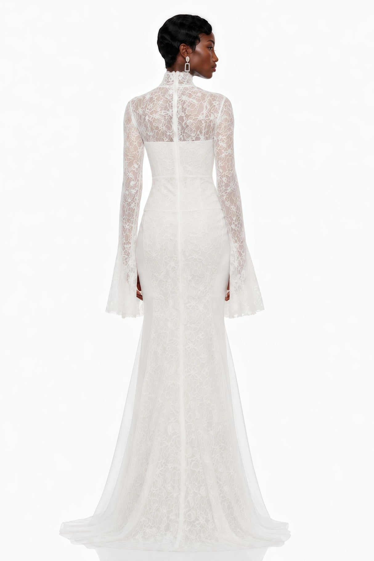 Malgorzata White CutOut Maxi Dress with Train