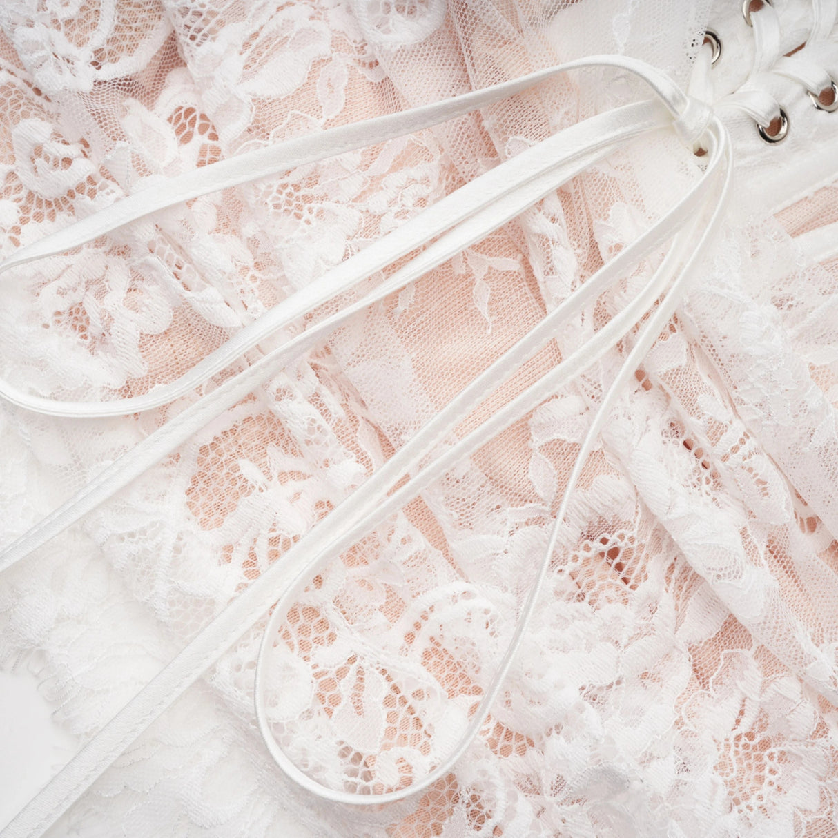 Margherita White Floral Lace Dress Skirt Set