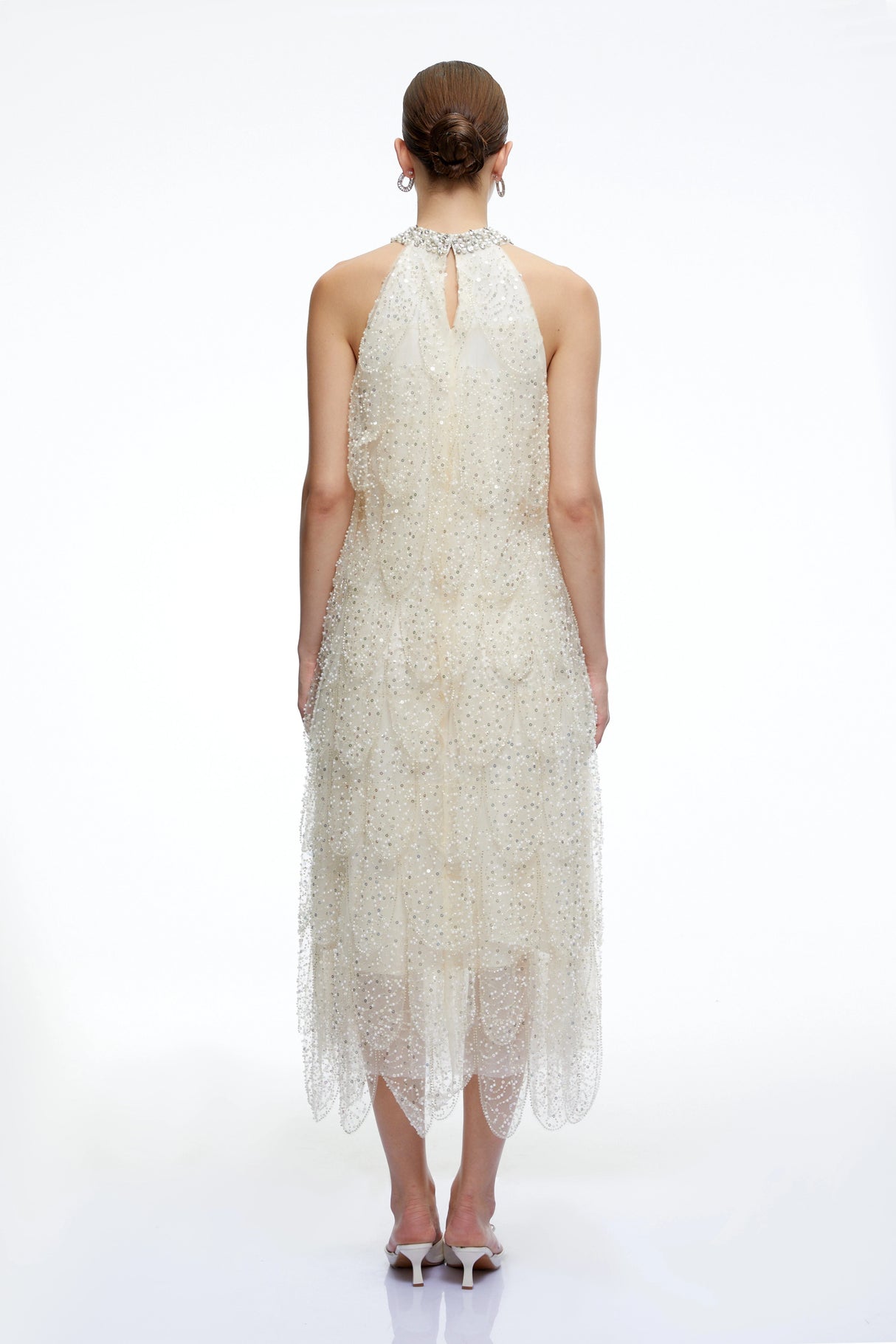 Maribel CrystalCollar Embellished Midi Dress