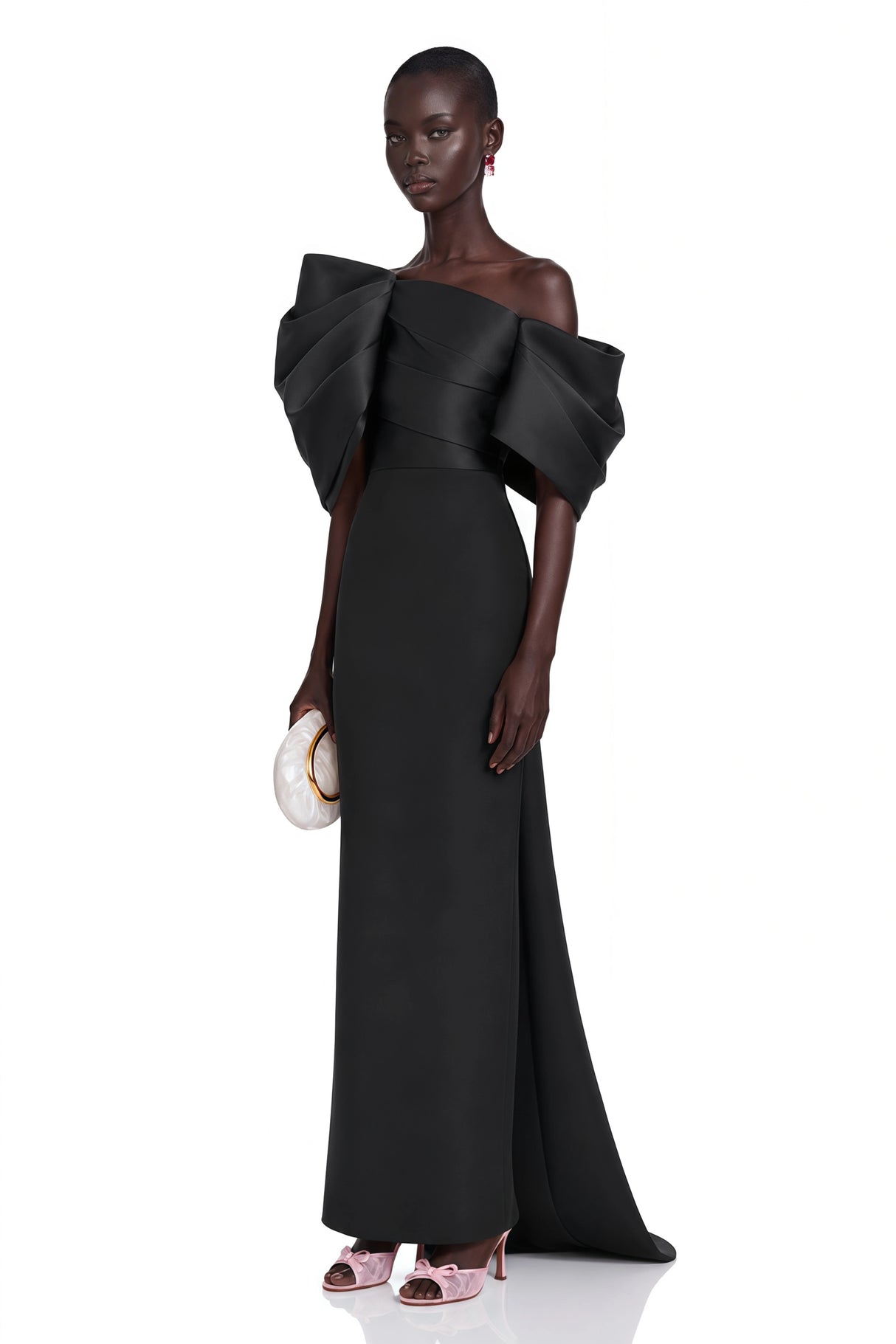 Martina Black One Shoulder Maxi Dress with Bow Detail