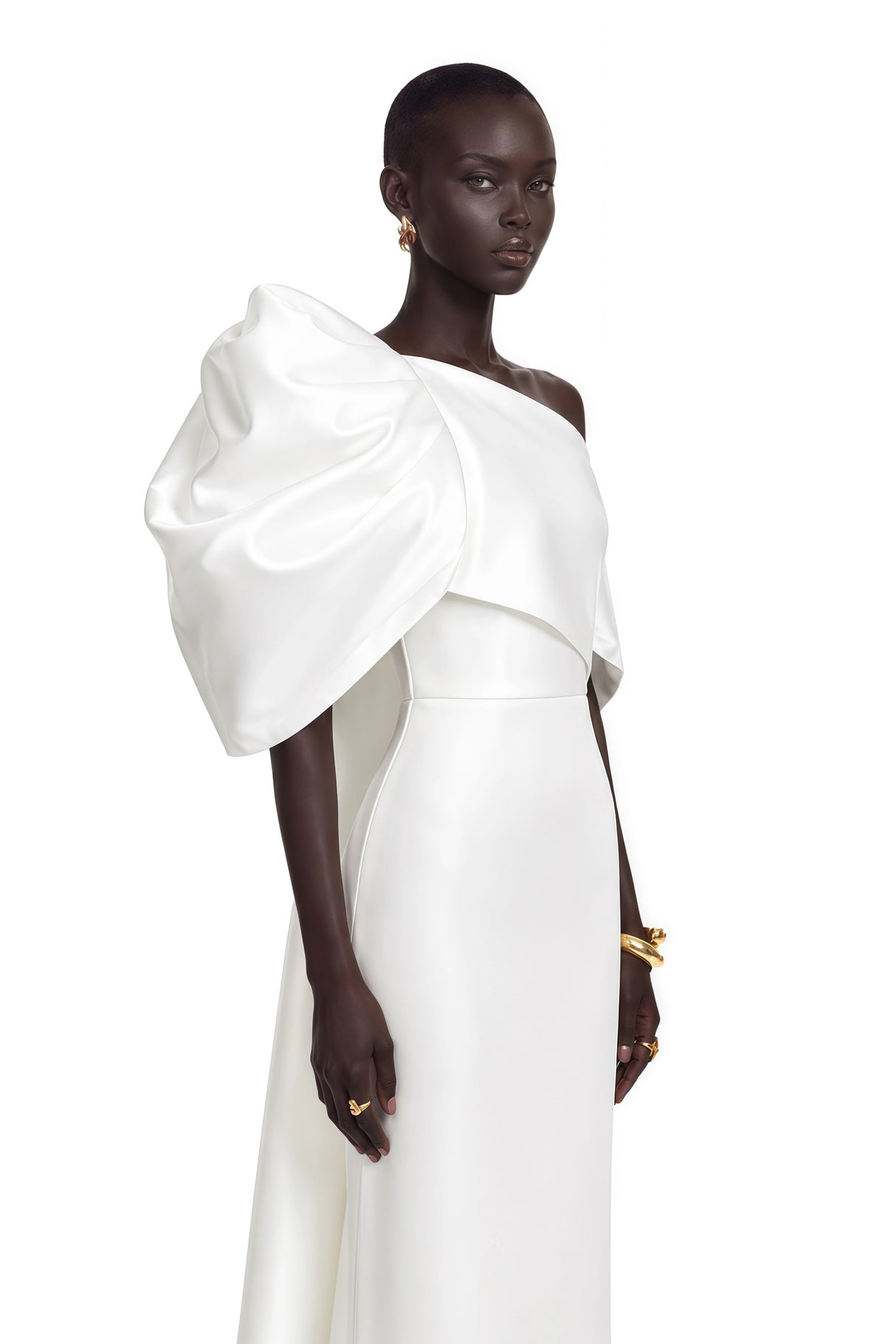 Martina White One Shoulder Maxi Dress with Bow Detail