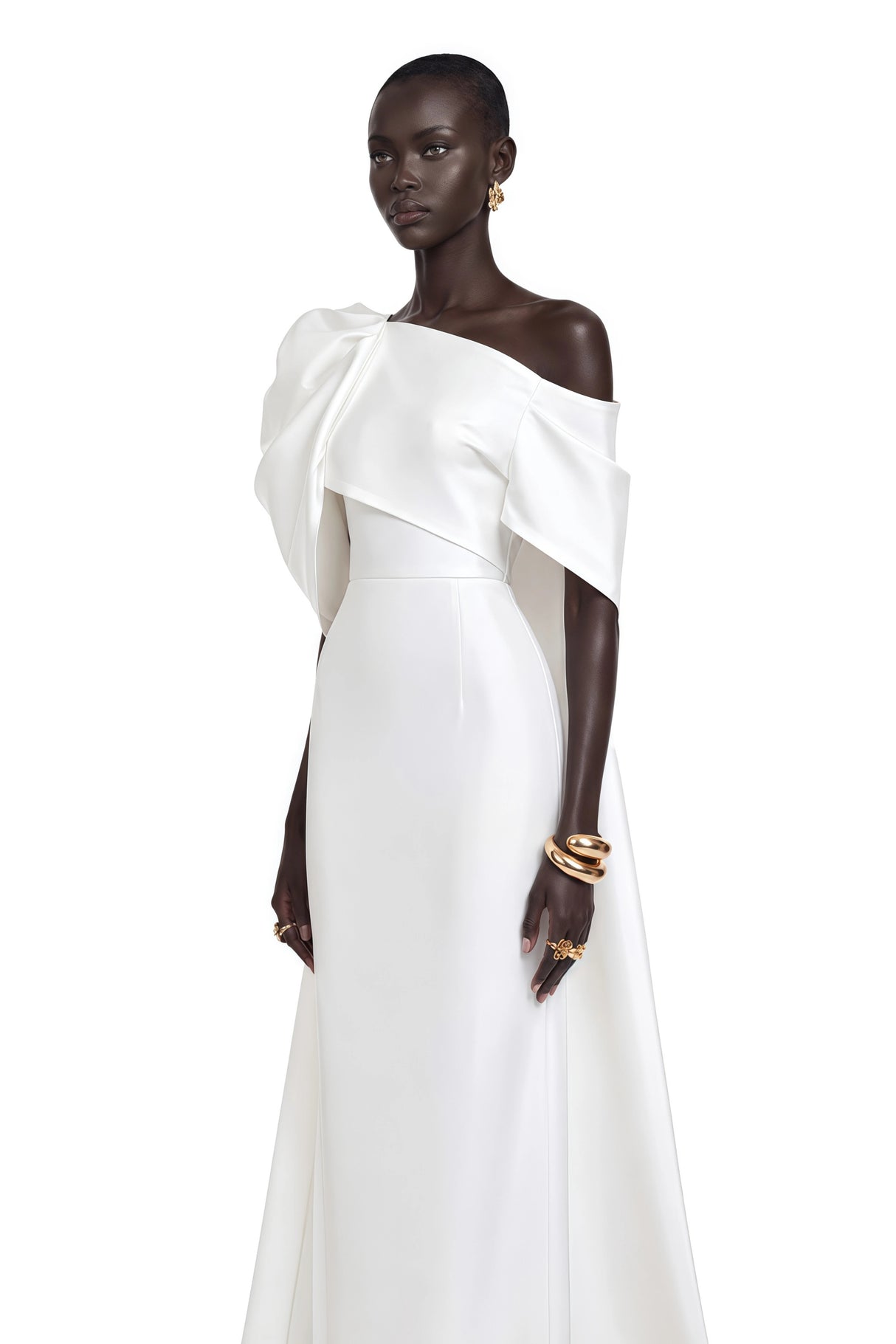 Martina White One Shoulder Maxi Dress with Bow Detail