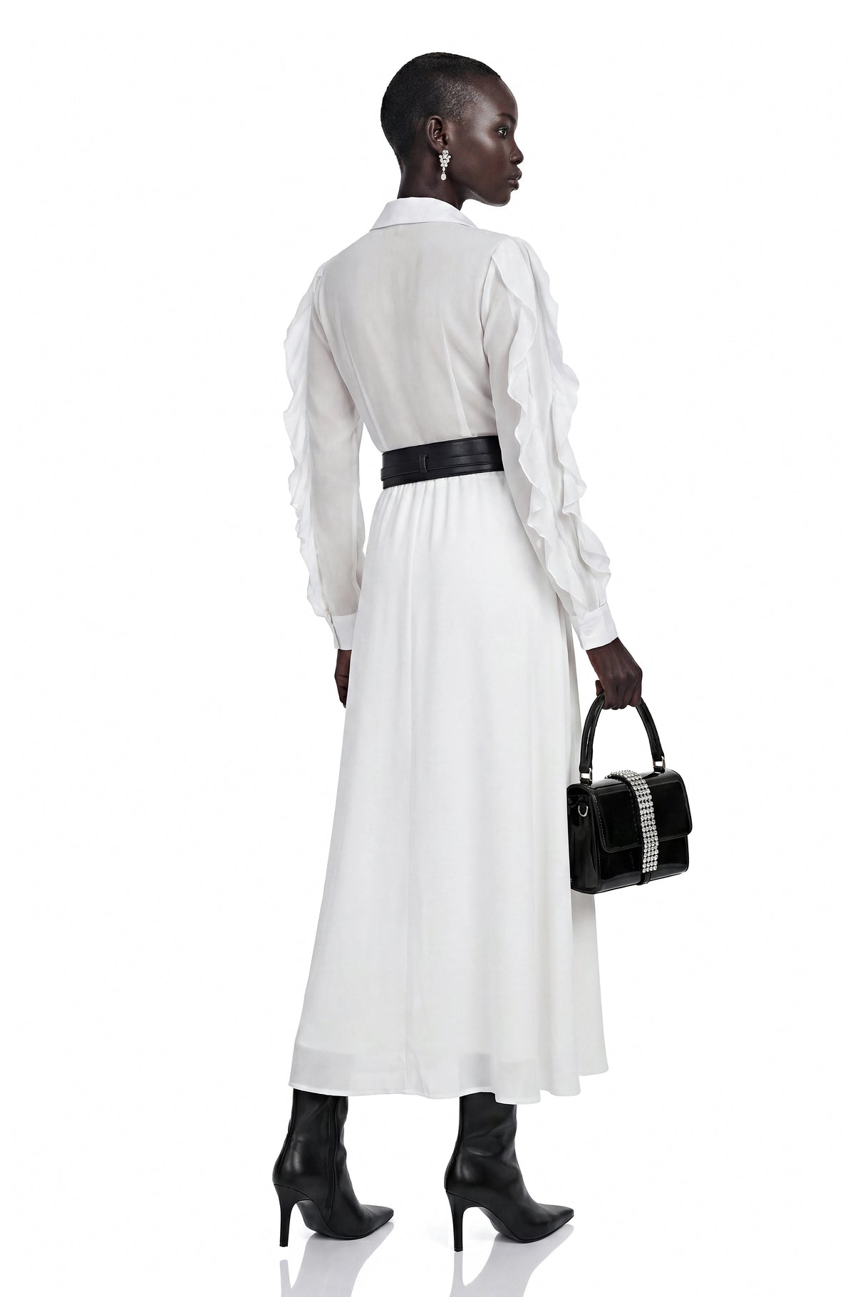 Maryam White CutOut Ruffled Maxi Dress