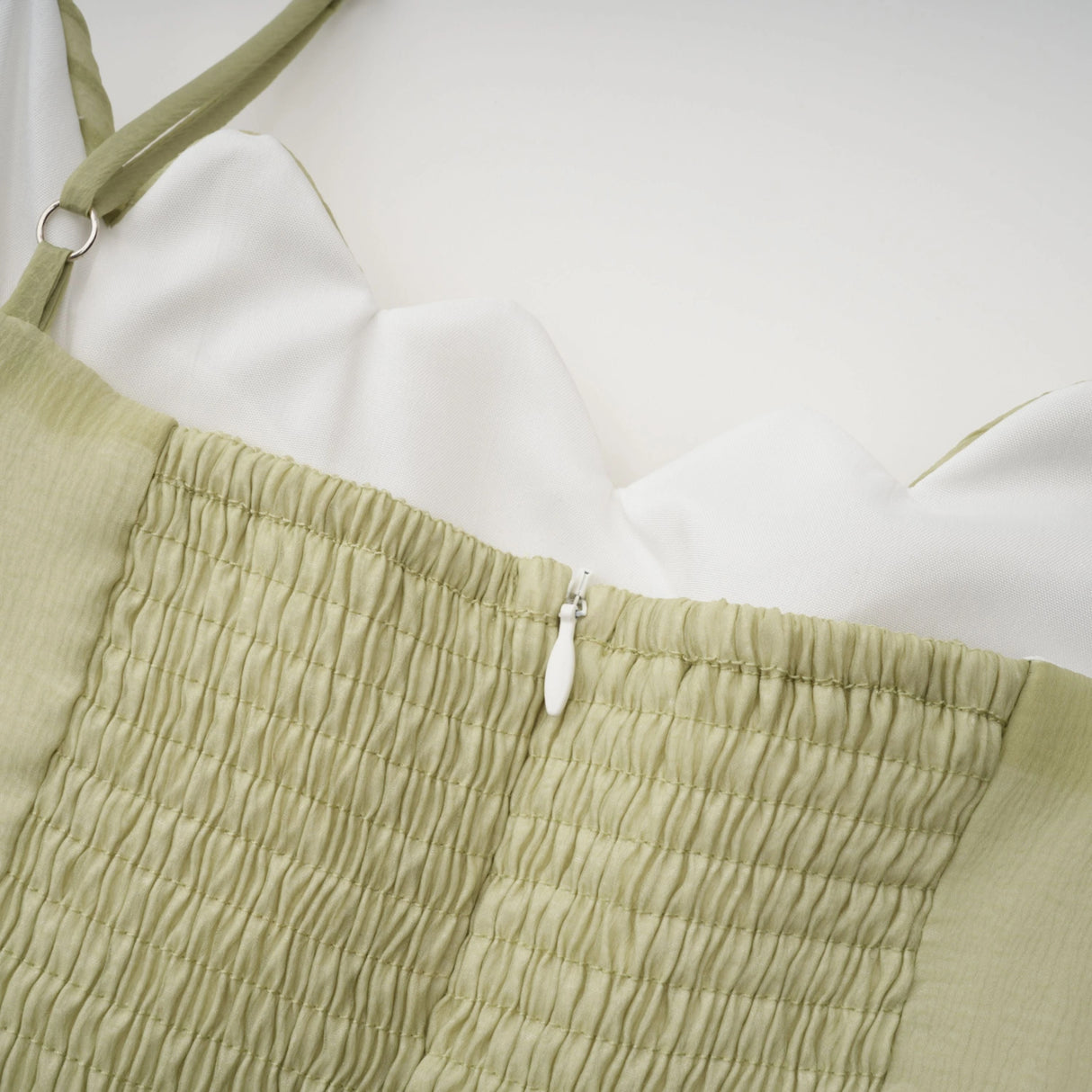 Matcha Ruffled Shirred Tulle Maxi Dress