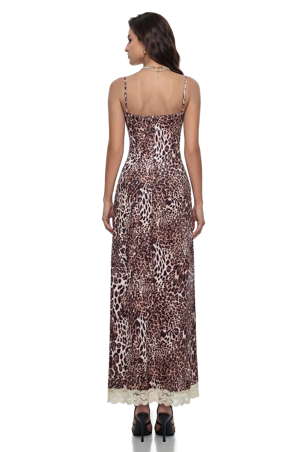 Matilda Brown Leopard Print Maxi Dress with CutOuts