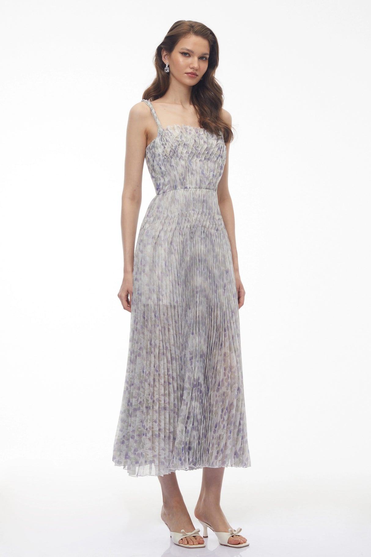 Mckensie White Floral Ruched Maxi Dress