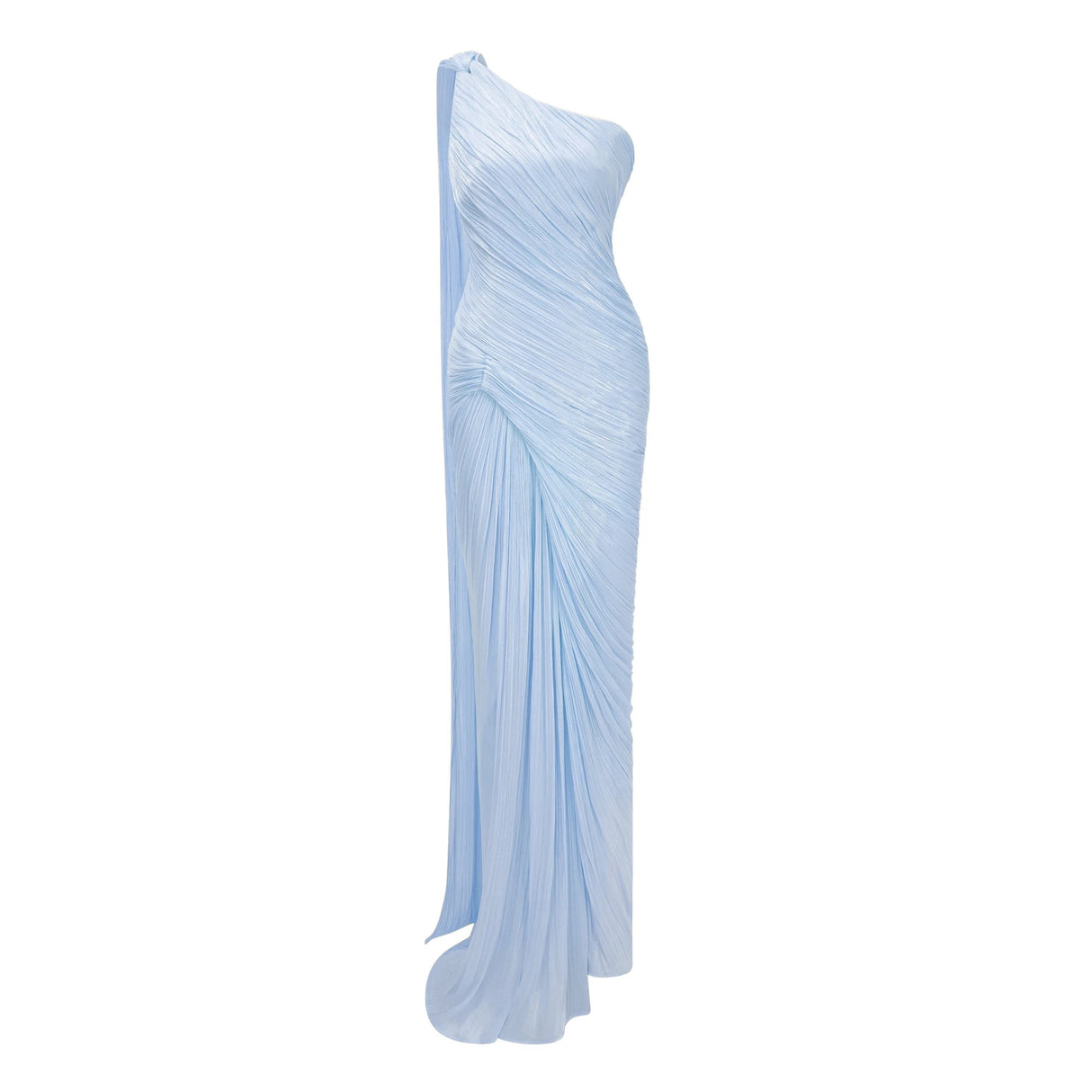 Meissa Blue Asymmetrical Ruched Maxi Dress