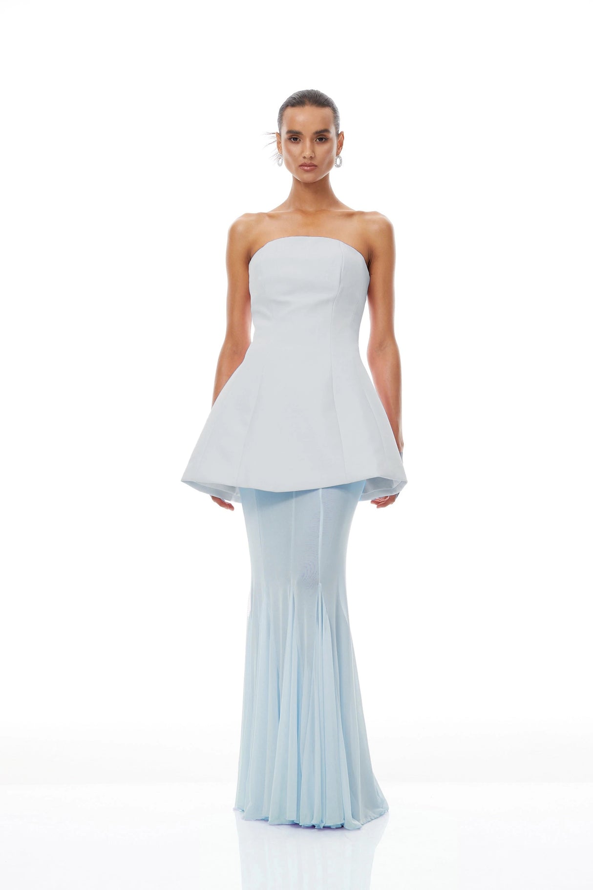 Mélanie Blue Corset Dress Mesh Skirt Set