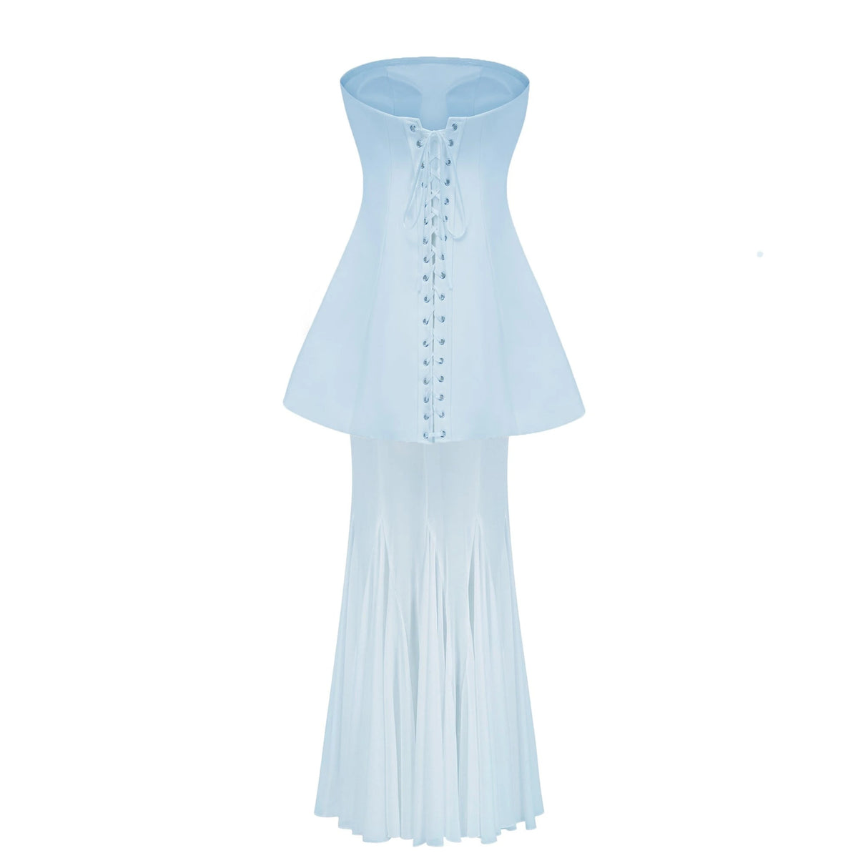 Mélanie Blue Corset Dress Mesh Skirt Set