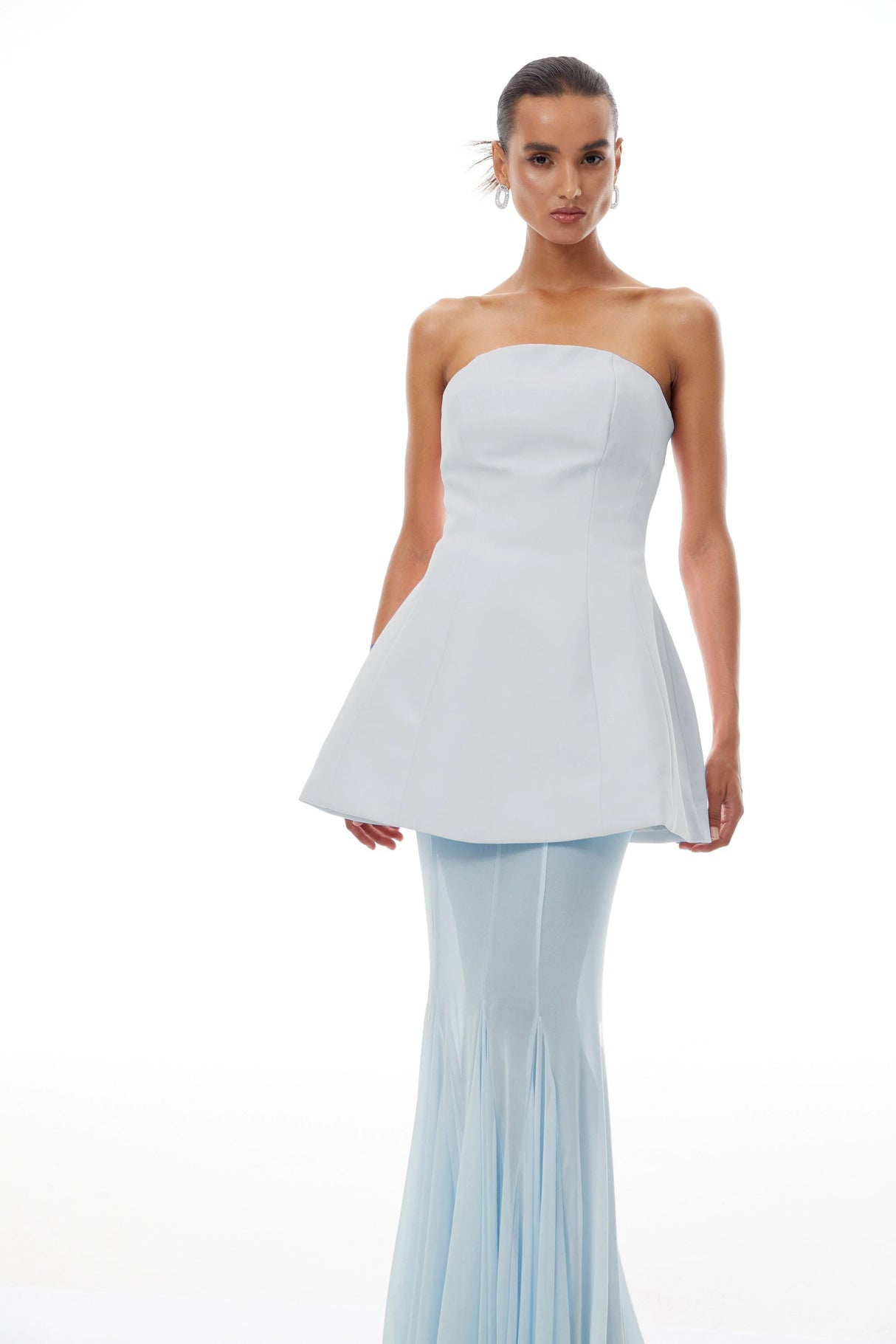 Mélanie Blue Corset Dress Mesh Skirt Set