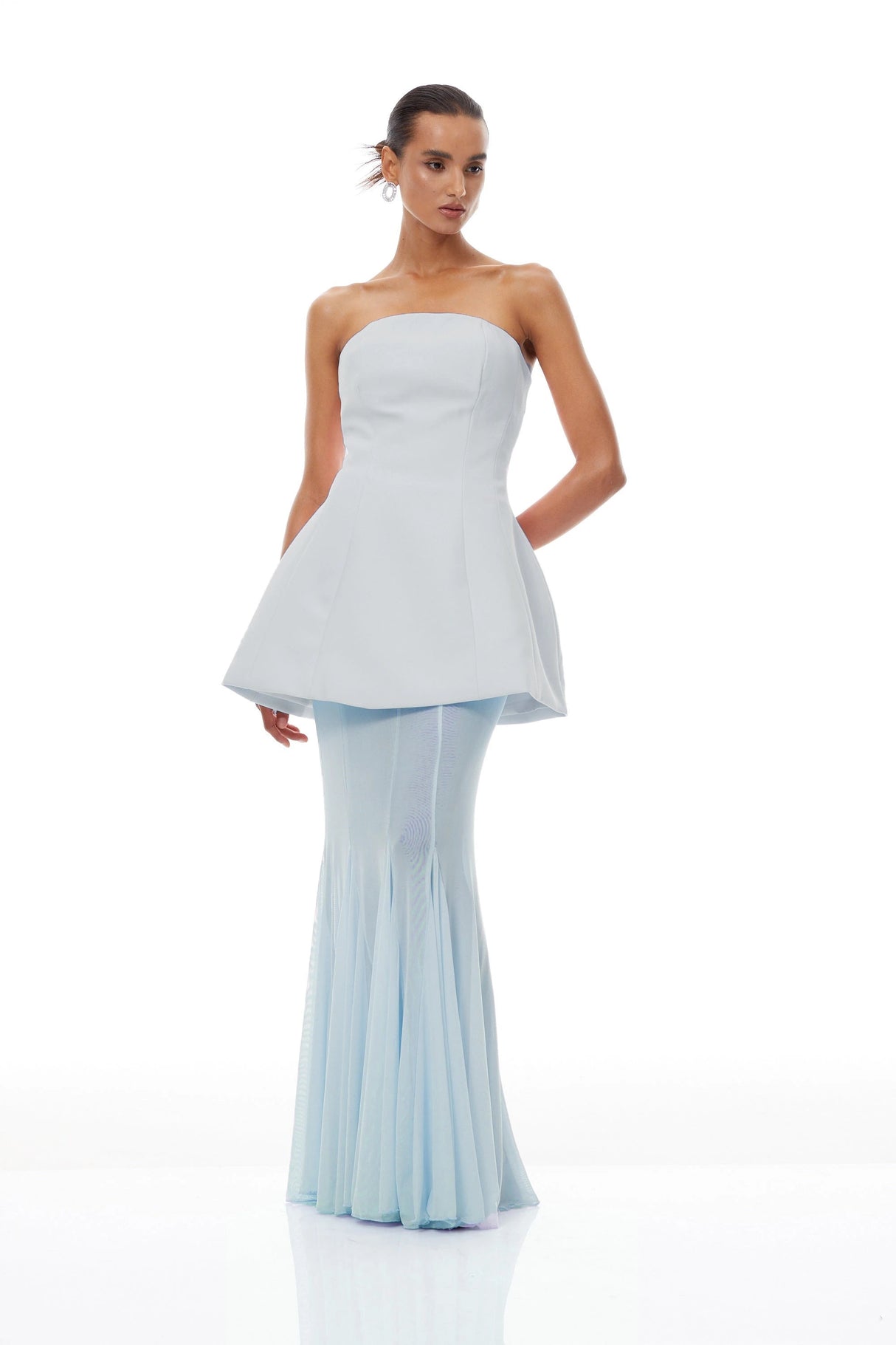 Mélanie Blue Corset Dress Mesh Skirt Set