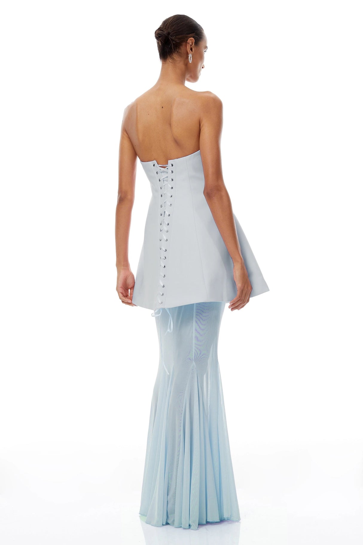 Mélanie Blue Corset Dress Mesh Skirt Set