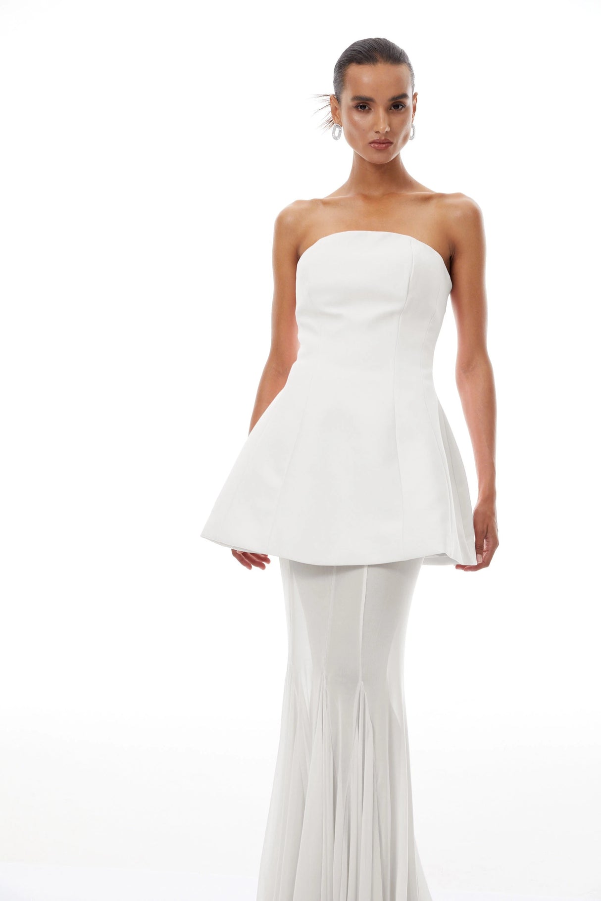 Mélanie White Corset Dress Mesh Skirt Set