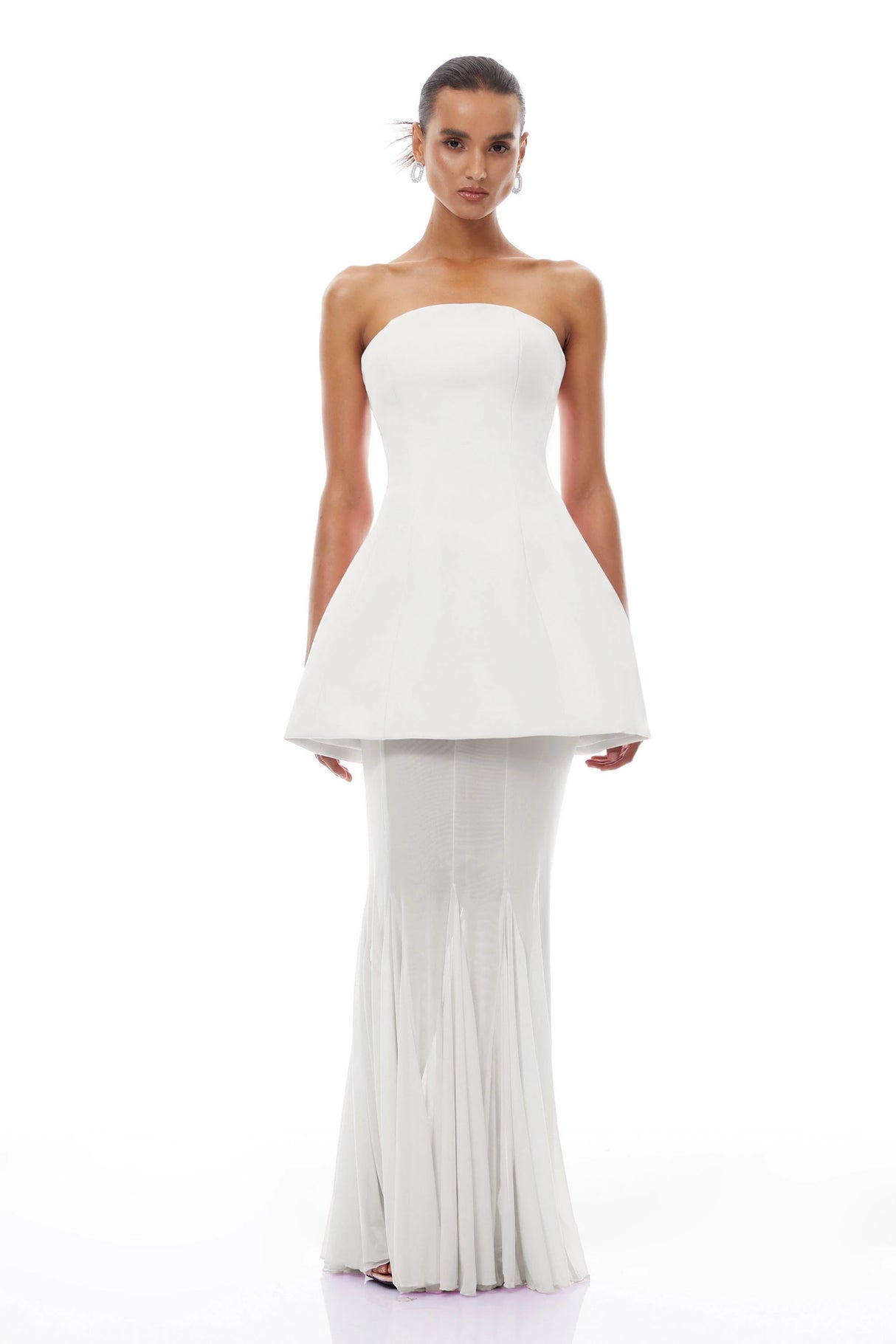 Mélanie White Corset Dress Mesh Skirt Set