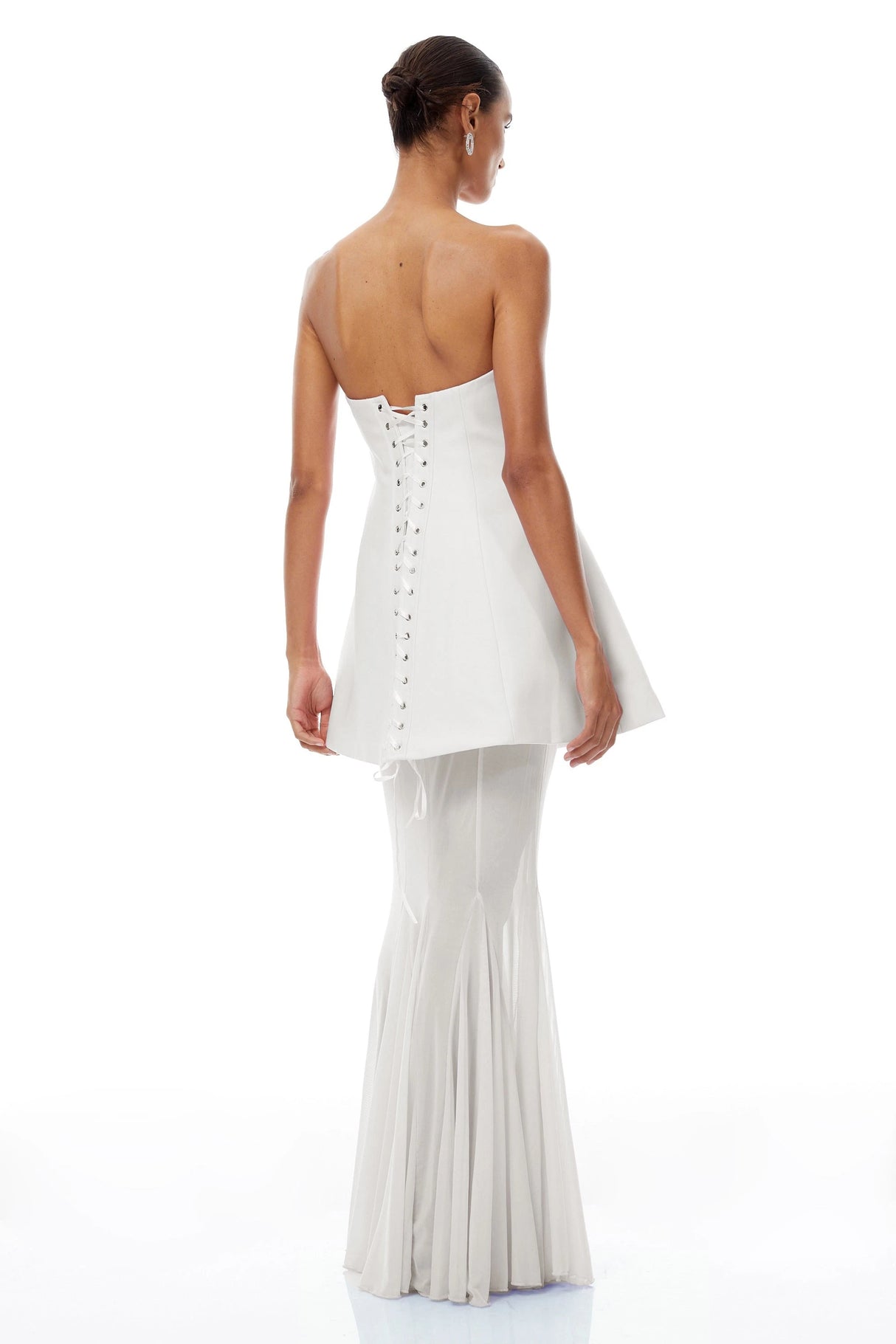 Mélanie White Corset Dress Mesh Skirt Set