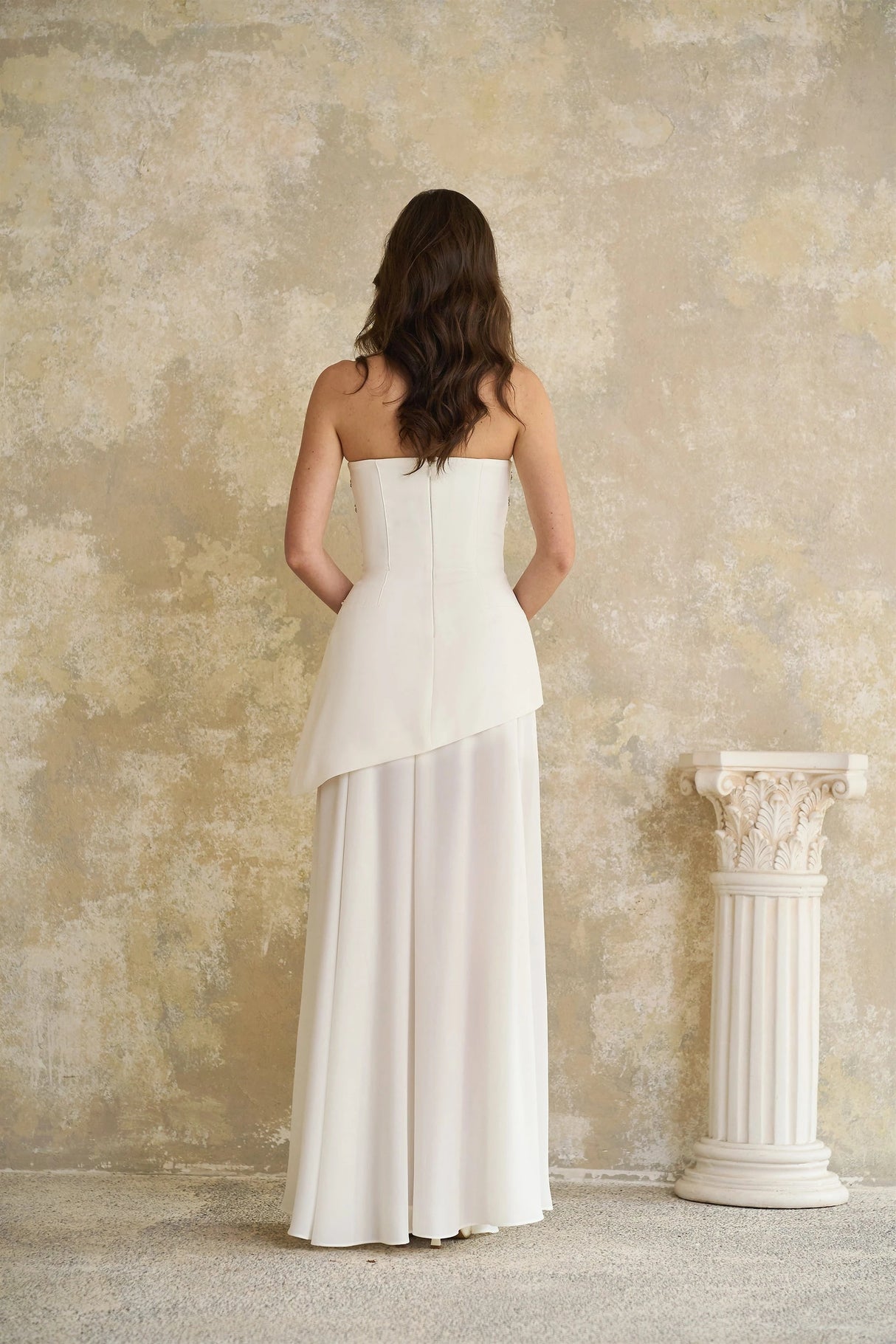 Melisande White Embellished Dress Skirt Set
