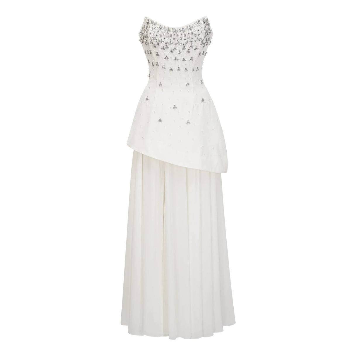 Melisande White Embellished Dress Skirt Set