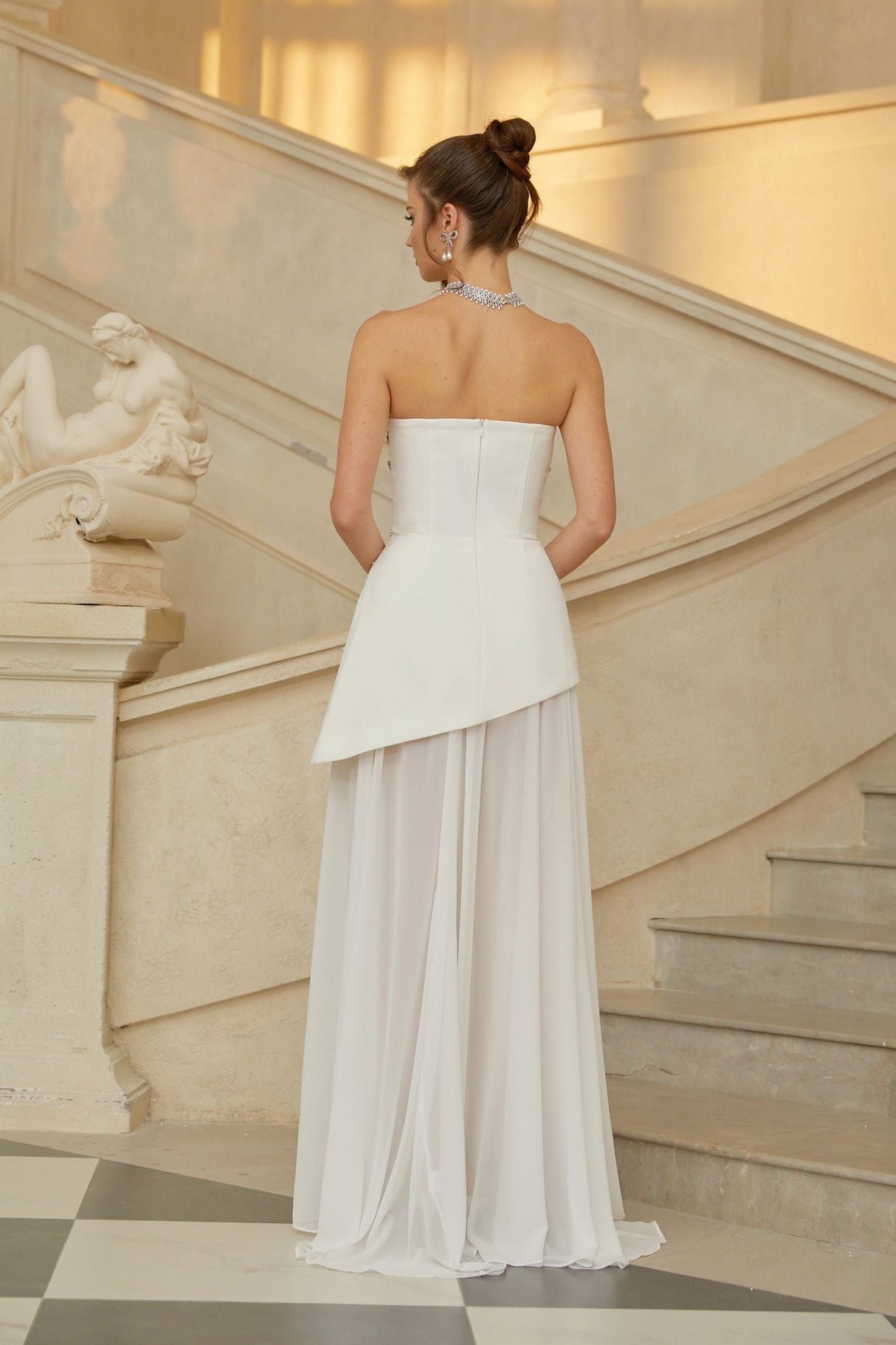 Melisande White Embellished Dress Skirt Set