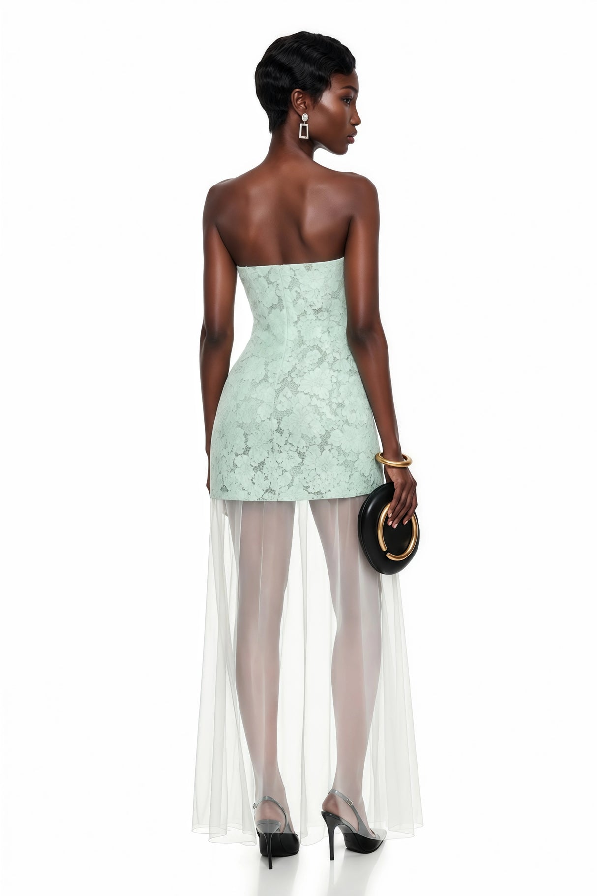 Mikaere Green Off Shoulder Maxi Dress with 3D Florals