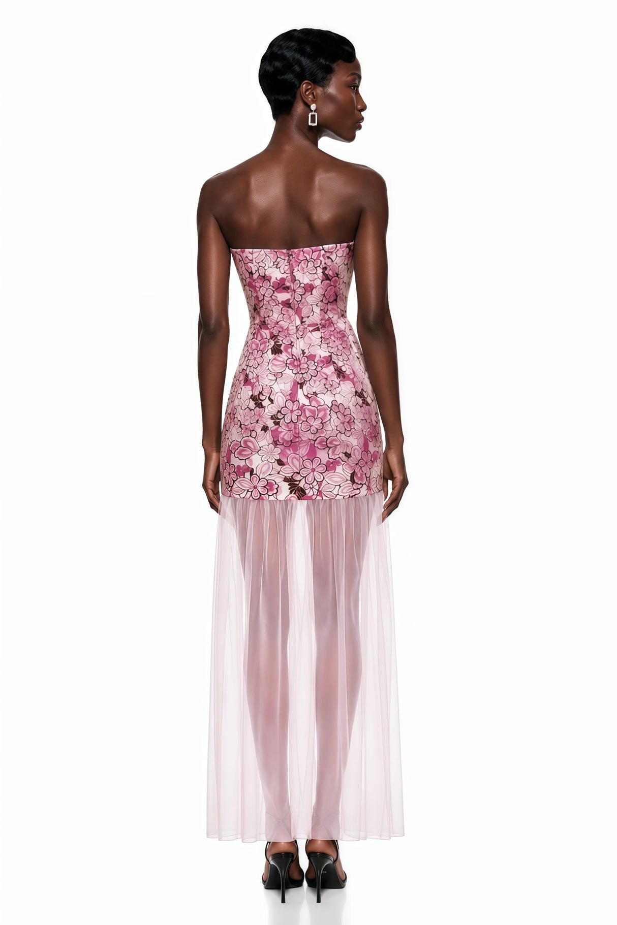 Mikaere Pink Off Shoulder Maxi Dress with 3D Florals