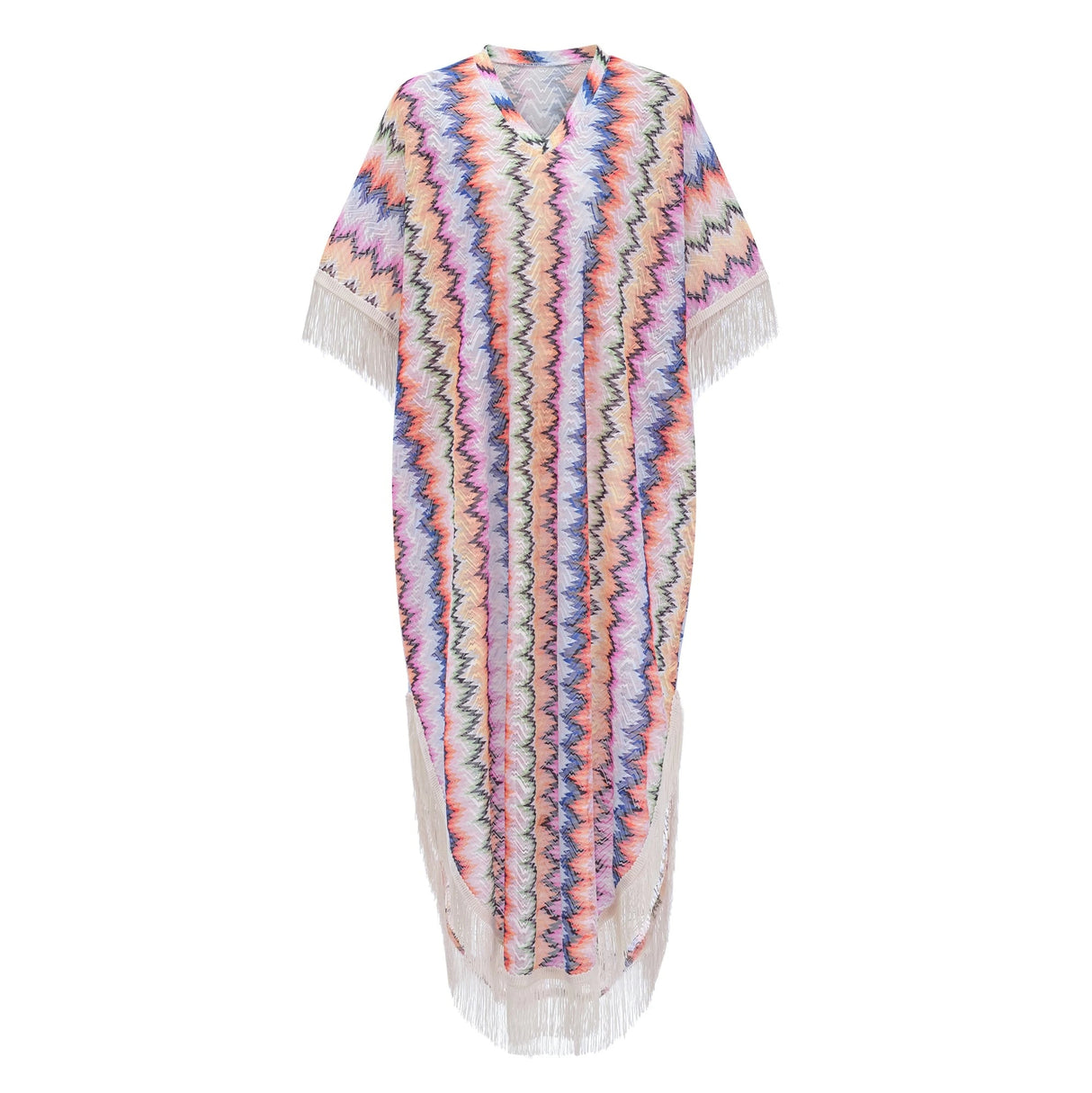 Milena Multicolor Wave Pattern Maxi Dress