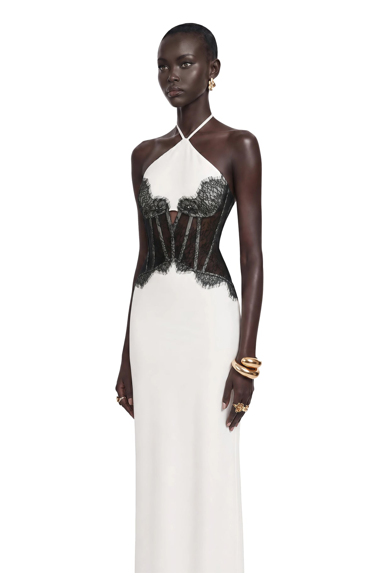 Mirabeau White Cutout Lace Maxi Dress