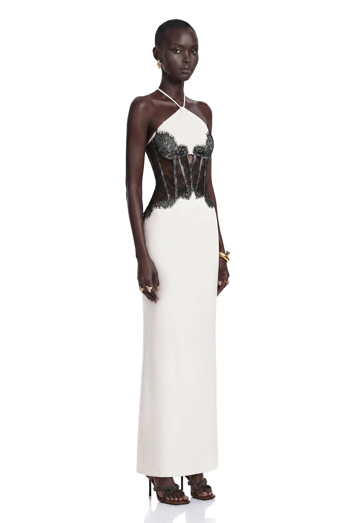 Mirabeau White Cutout Lace Maxi Dress