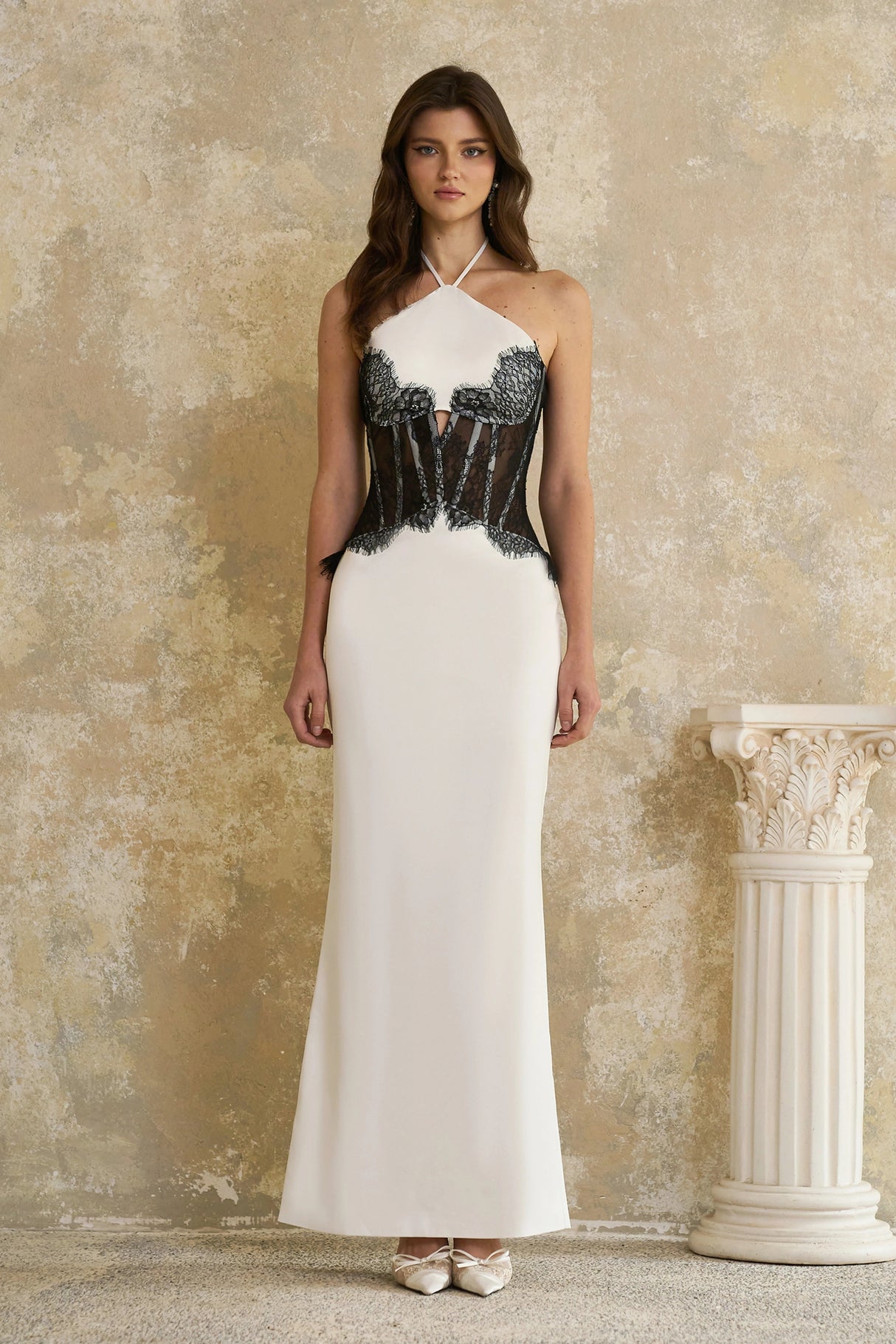 Mirabeau White Cutout Lace Maxi Dress