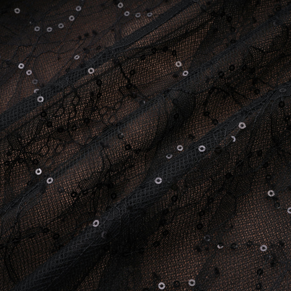 Mirabella Black Sequined Flroal Lace Mini Dress