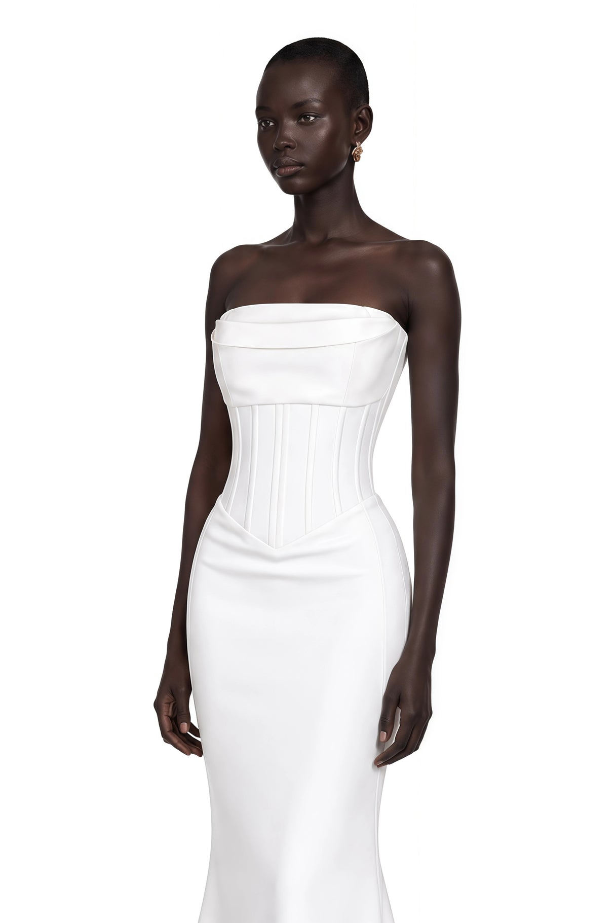 Mirewen White Off Shoulder Corset Maxi Dress