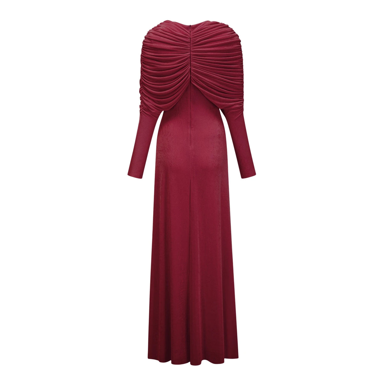 Moderne Red CapeDesign Ruched Maxi Dress