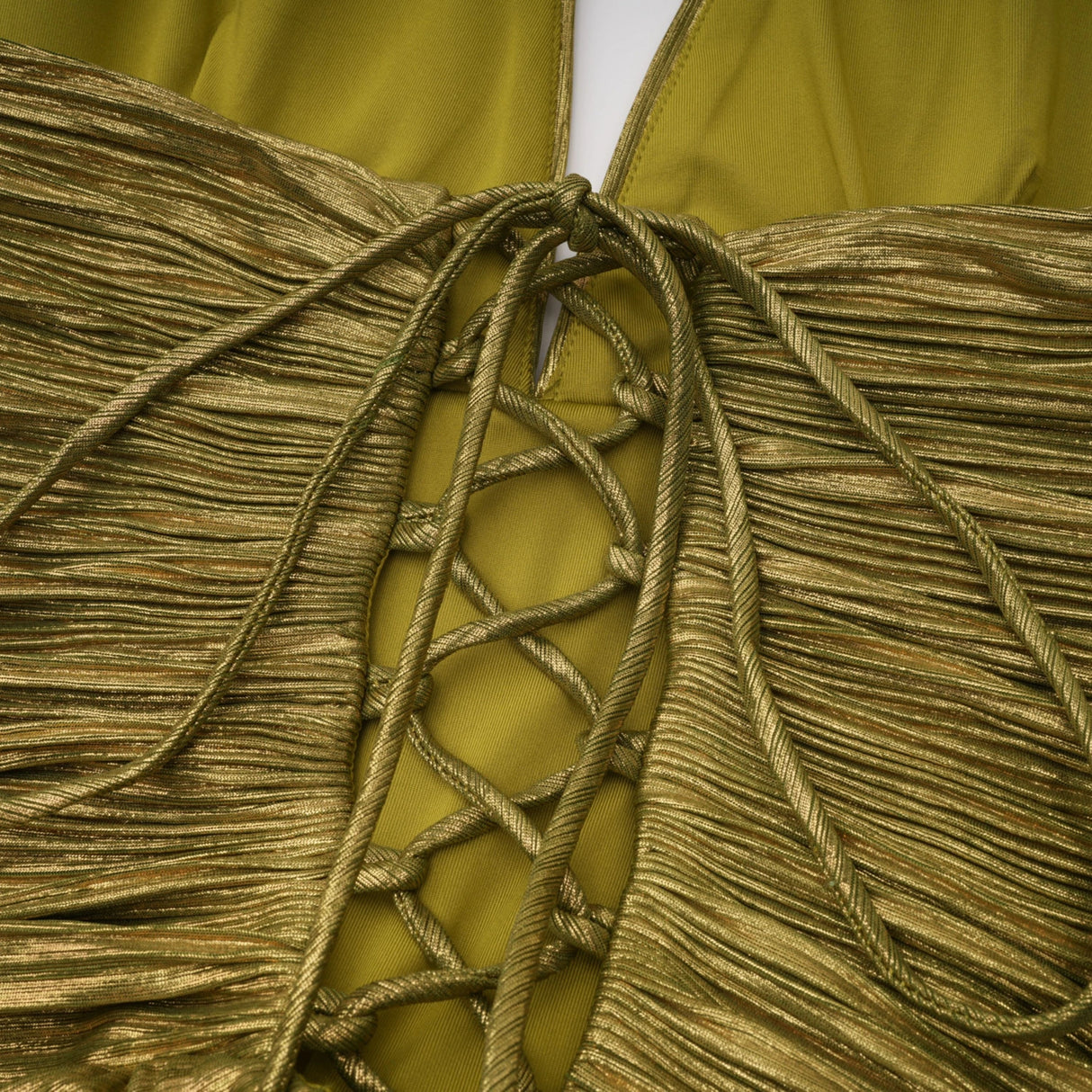 Nadya Olive Green Halterneck Ruched Maxi Dress