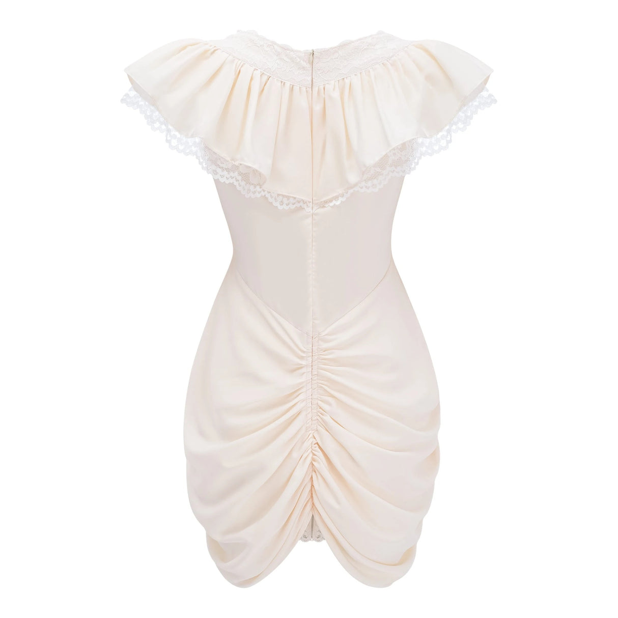 Nani Cream Plunge Neck Satin Jumpsuit with Lace Panels