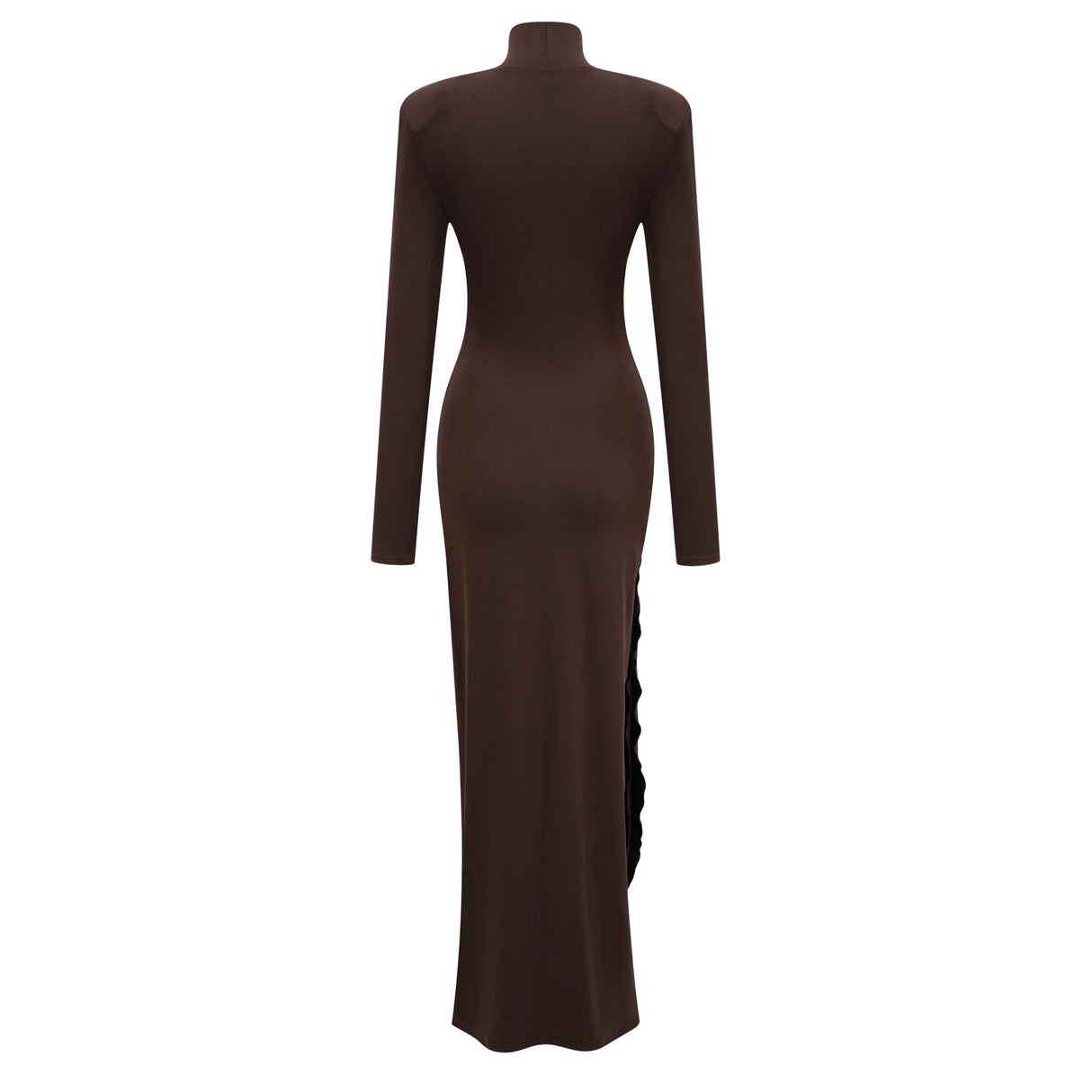 Neve Brown High Neck Twist Knot Maxi Dress