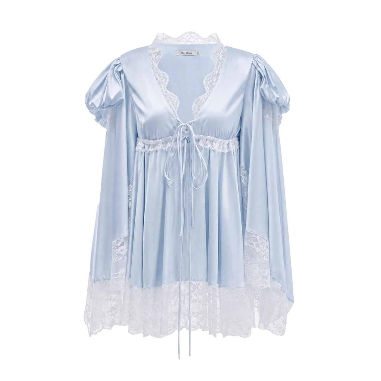 Ngawai Blue Sweetheart Mini Dress with Lace Trim