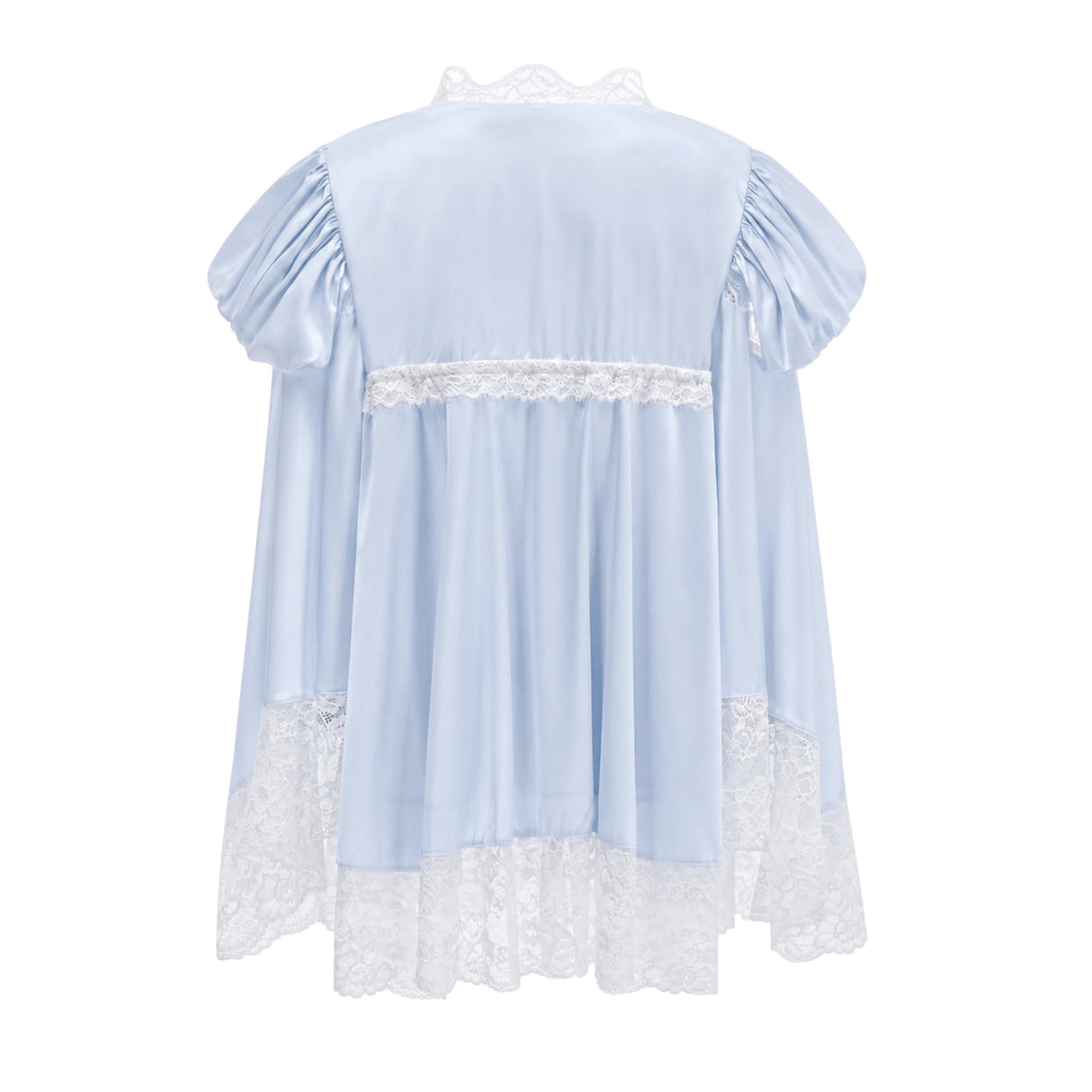 Ngawai Blue Sweetheart Mini Dress with Lace Trim