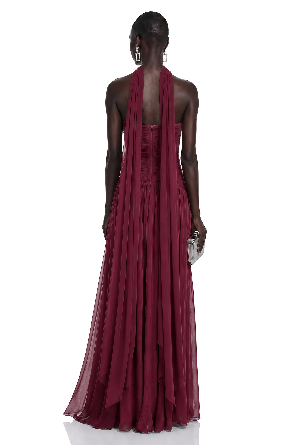 Niamh Red Cross Front Ruched Maxi Dress