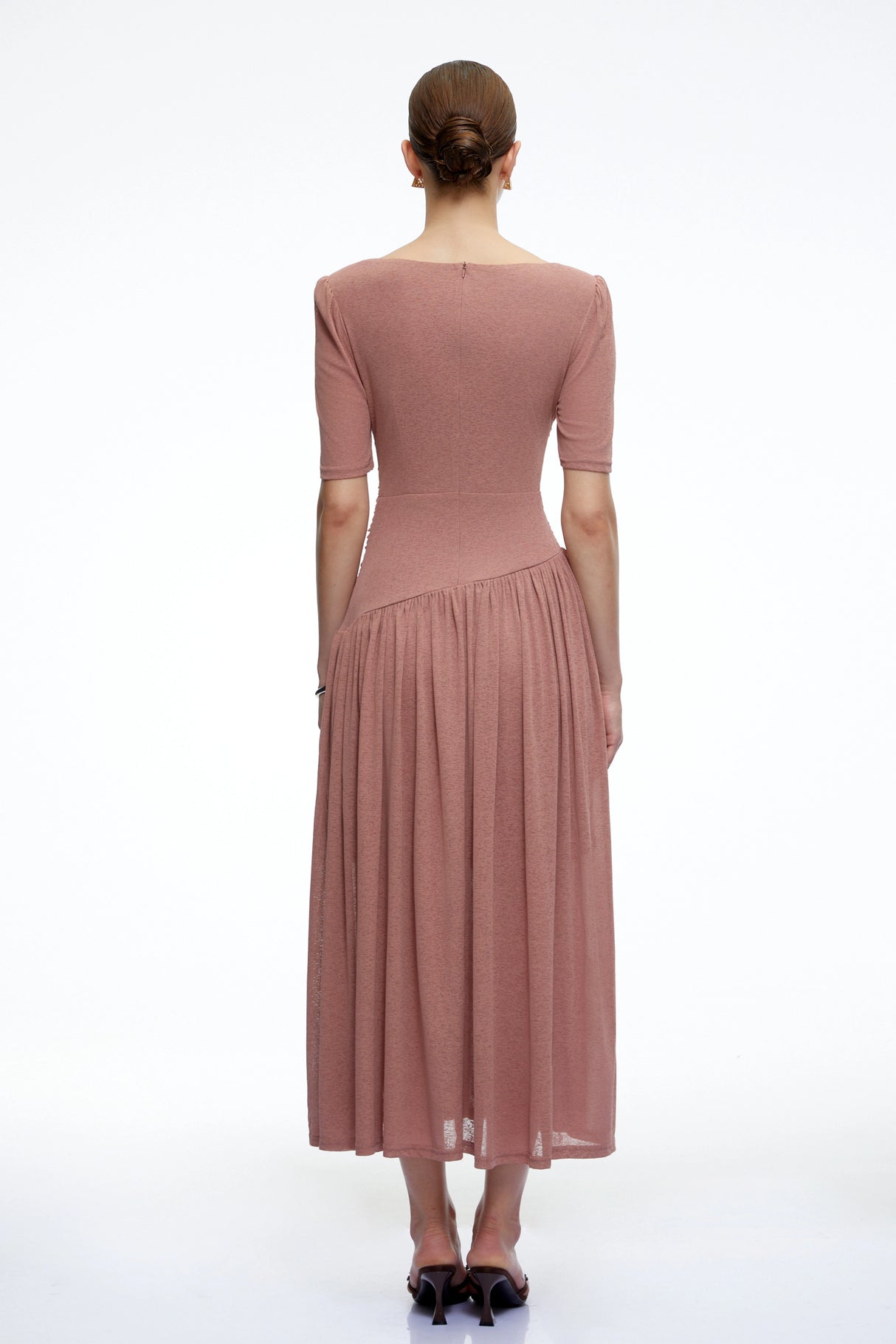 Nolwenn Pink Ruched Maxi Dress with CutOut